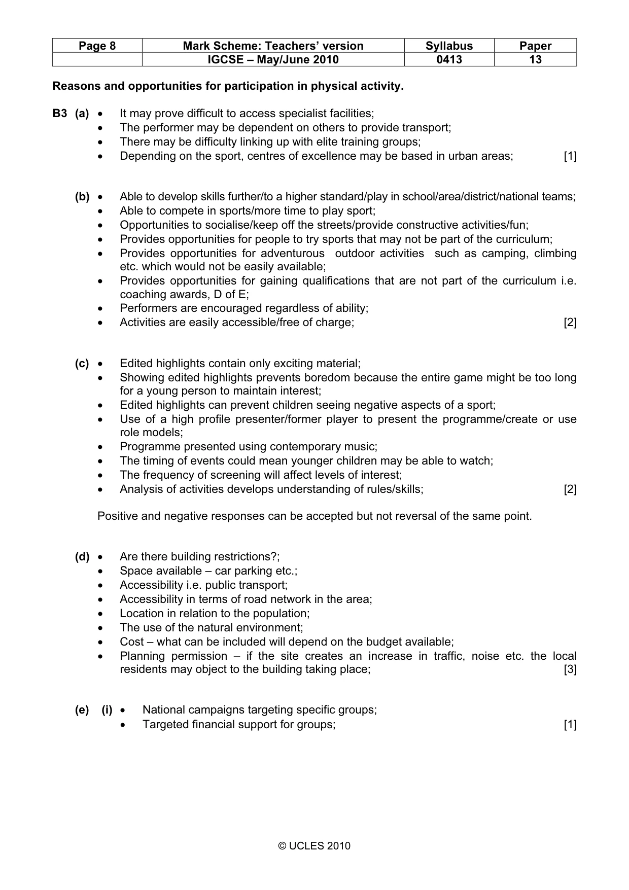 Mark scheme, page 8 of 9