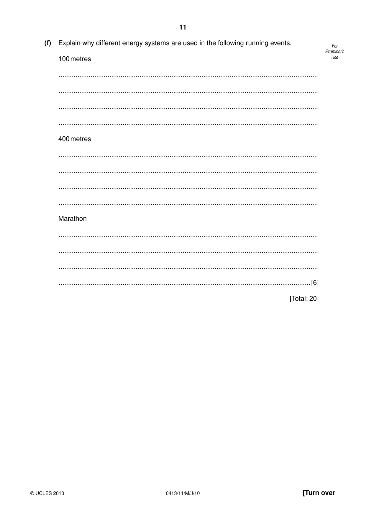 Cambridge IGCSE Physical Education 0413 2010 May/June Paper 1 · Variant 1 question paper, page 11 of 16