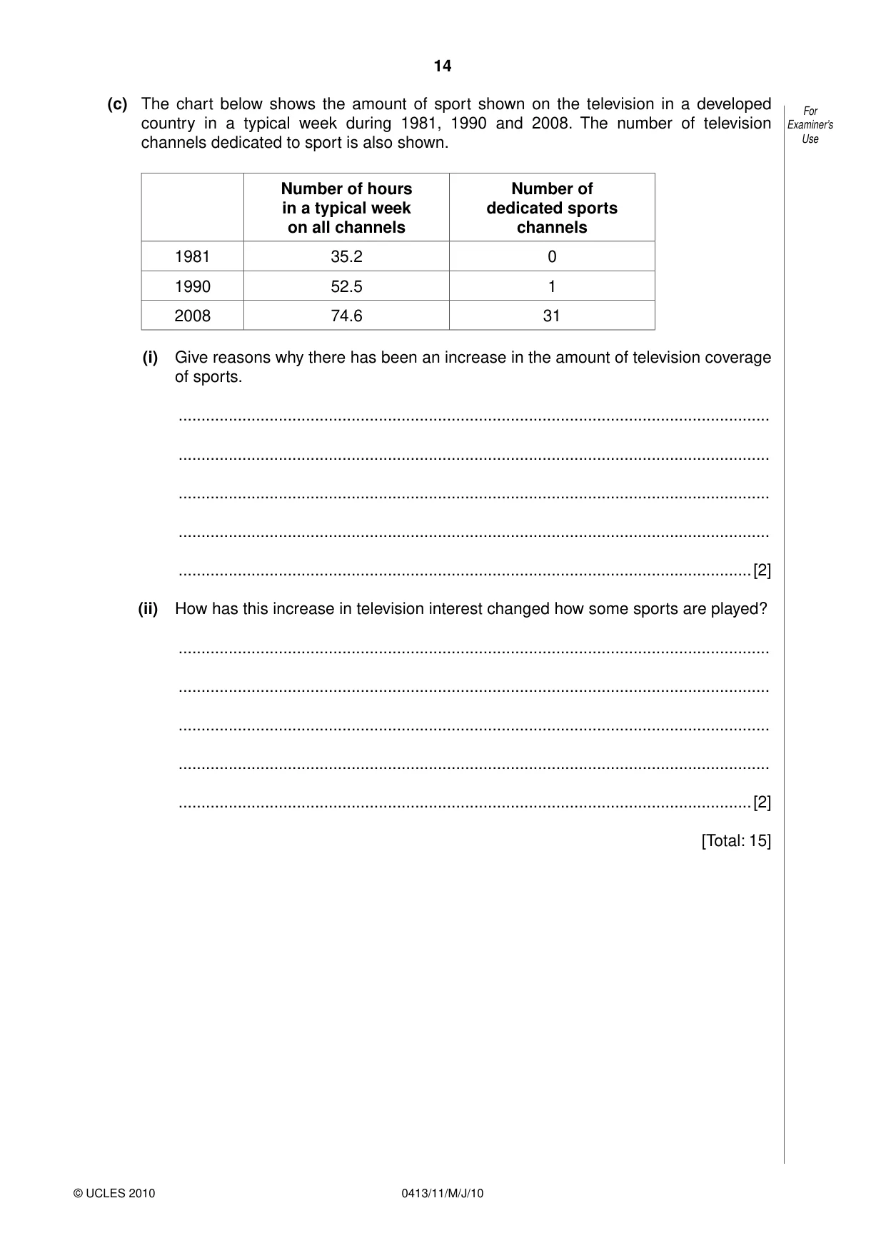 Cambridge IGCSE Physical Education 0413 2010 May/June Paper 1 · Variant 1 question paper, page 14 of 16