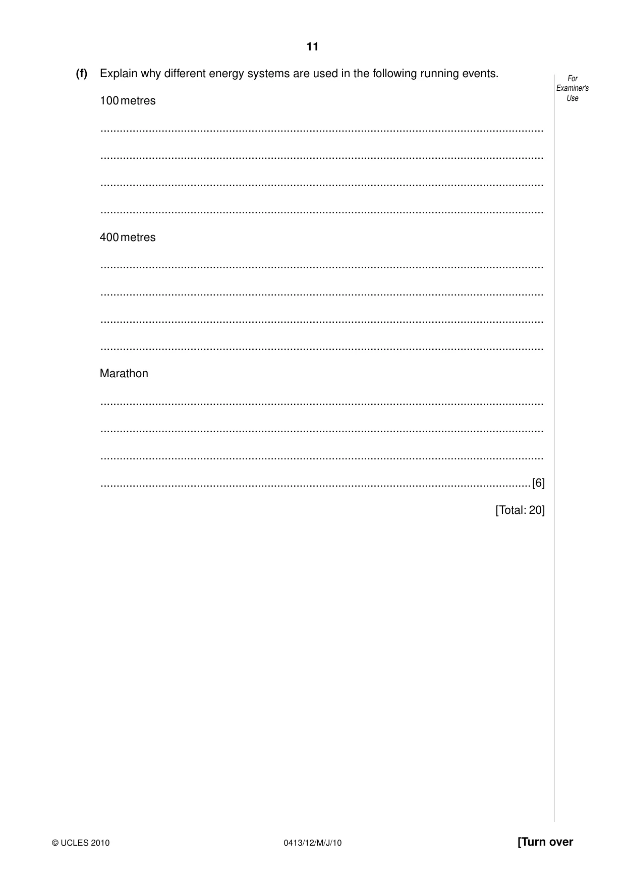 Cambridge IGCSE Physical Education 0413 2010 May/June Paper 1 · Variant 2 question paper, page 11 of 16