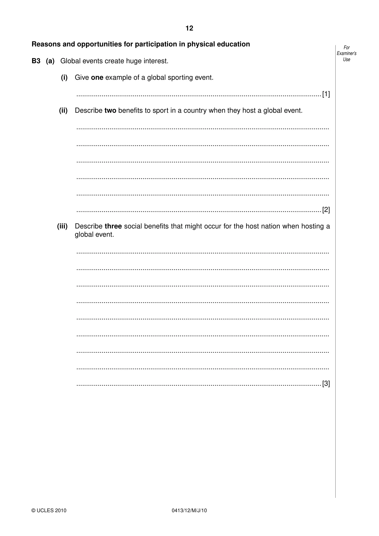 Cambridge IGCSE Physical Education 0413 2010 May/June Paper 1 · Variant 2 question paper, page 12 of 16