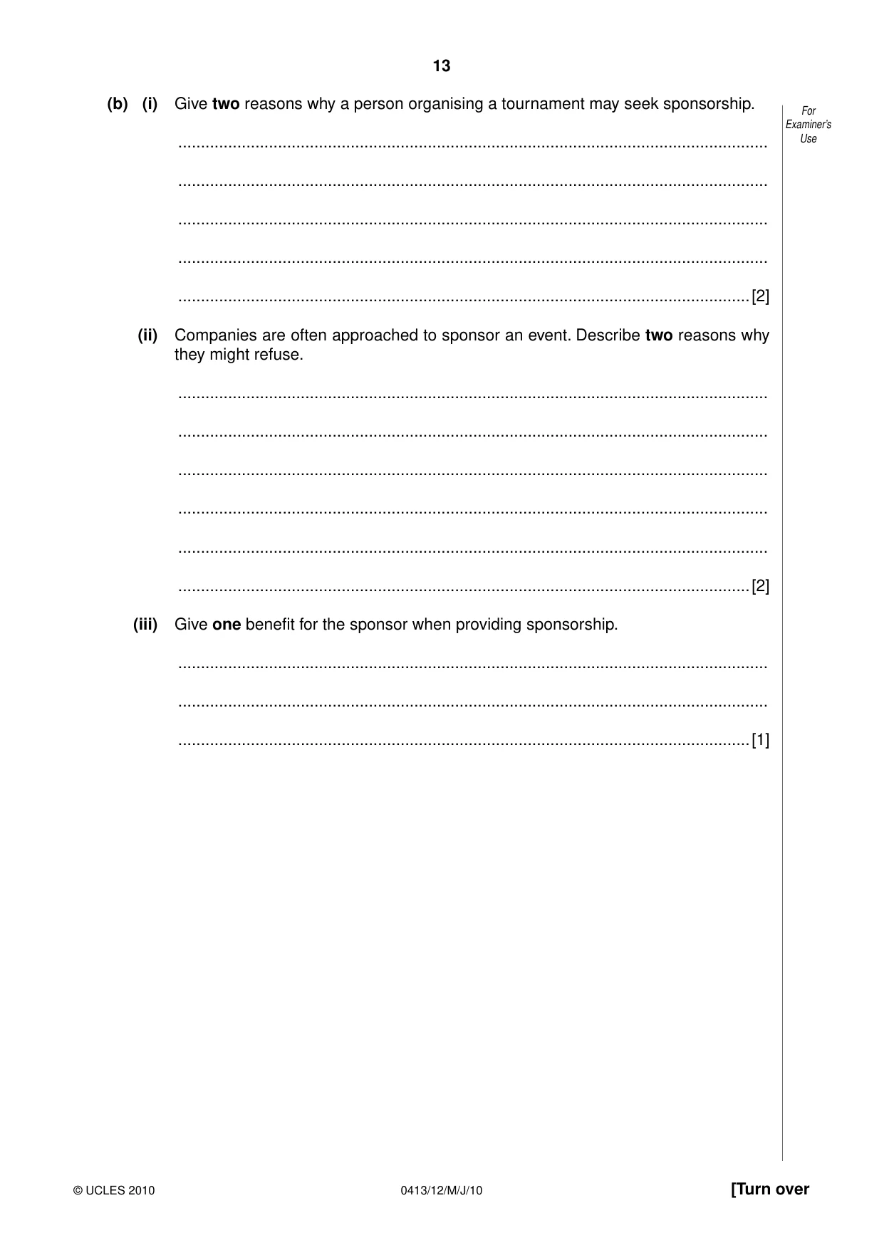 Cambridge IGCSE Physical Education 0413 2010 May/June Paper 1 · Variant 2 question paper, page 13 of 16