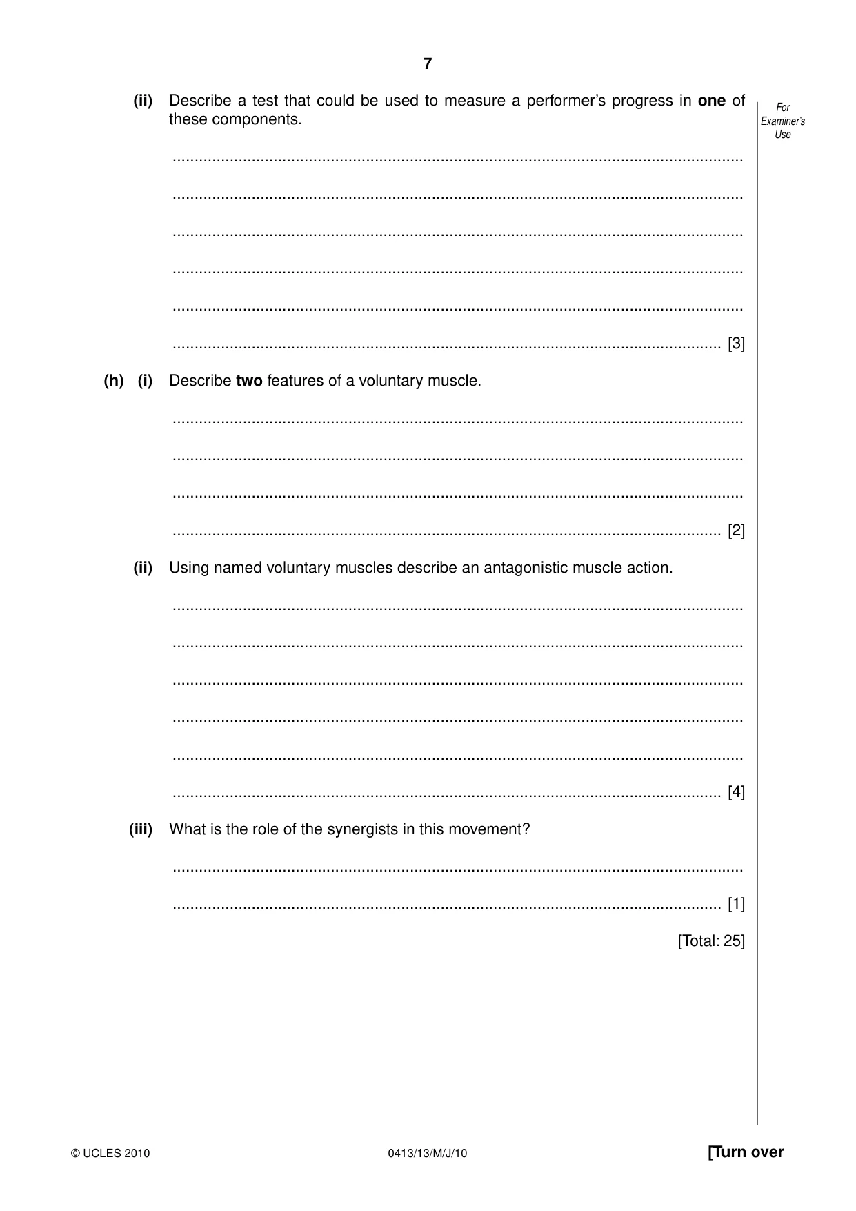 Cambridge IGCSE Physical Education 0413 2010 May/June Paper 1 · Variant 3 question paper, page 7 of 12