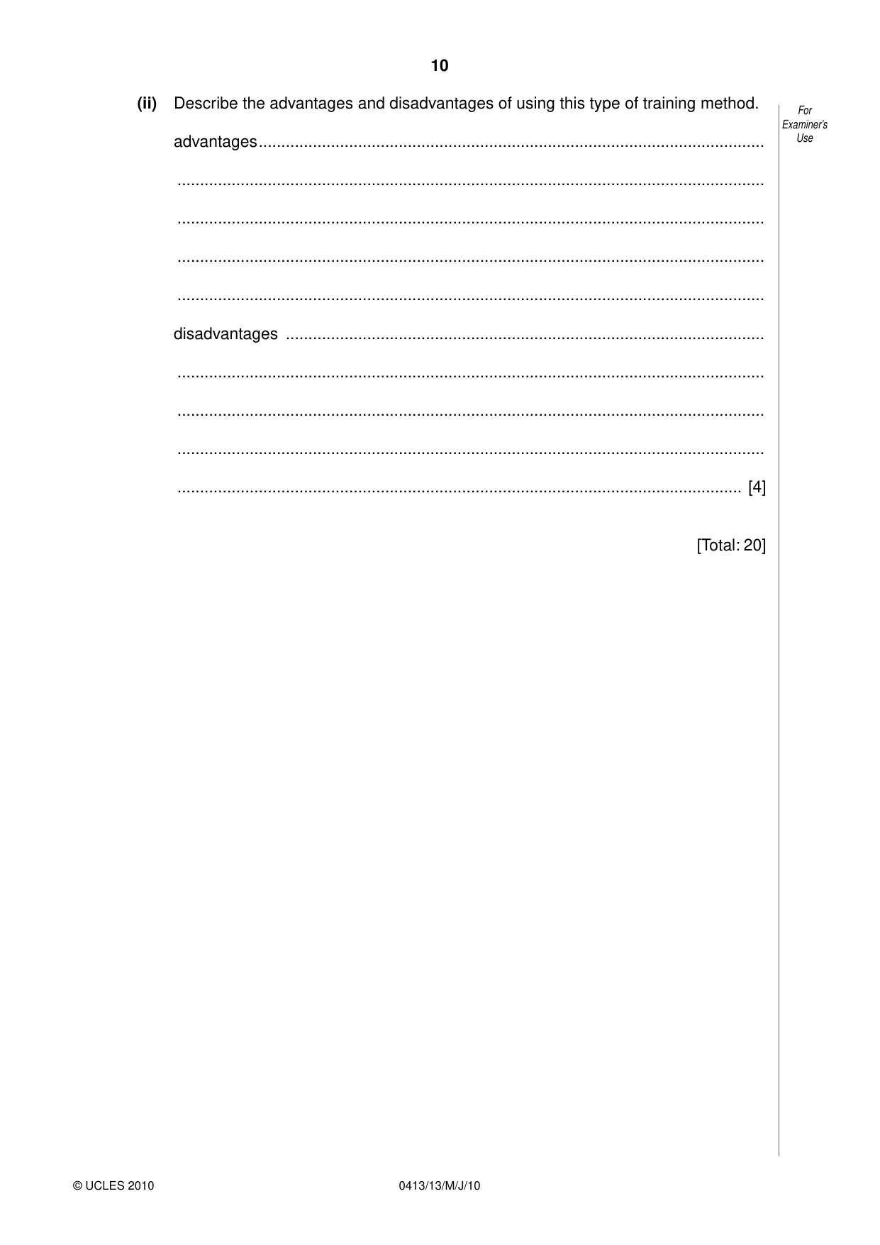 Cambridge IGCSE Physical Education 0413 2010 May/June Paper 1 · Variant 3 question paper, page 10 of 12