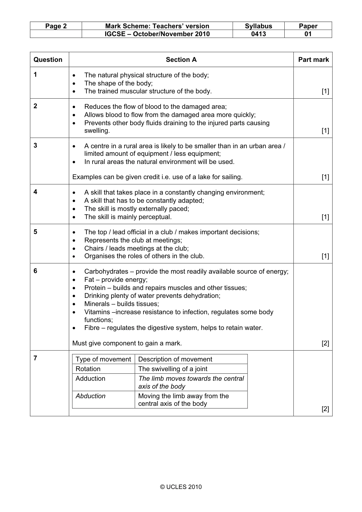 Mark scheme, page 2 of 11