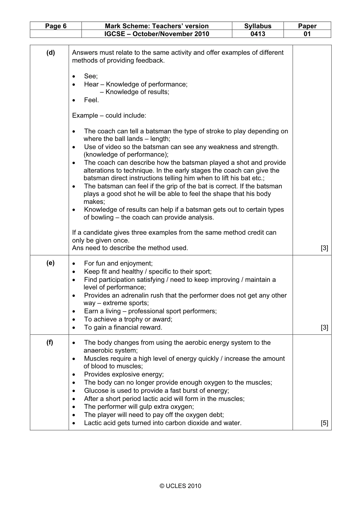 Mark scheme, page 6 of 11