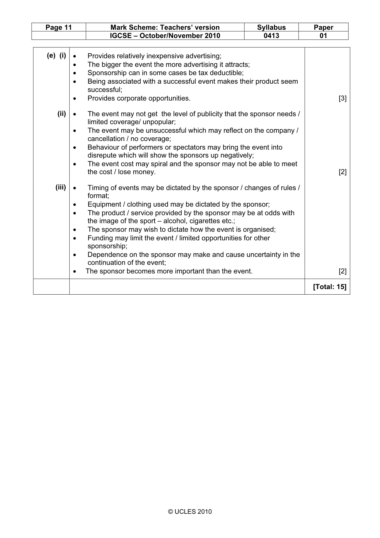 Mark scheme, page 11 of 11