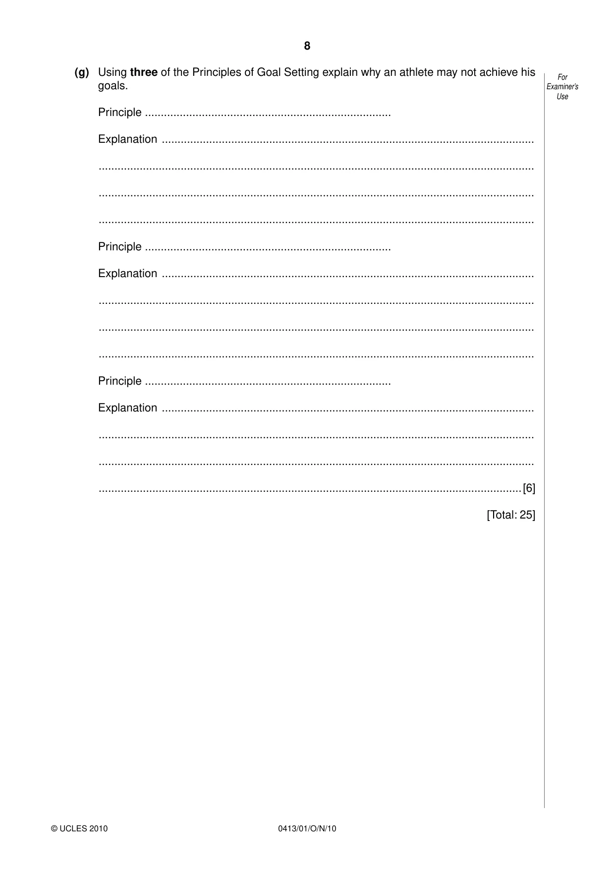 Cambridge IGCSE Physical Education 0413 2010 Oct/Nov Paper 1 · Variant 1 question paper, page 8 of 16