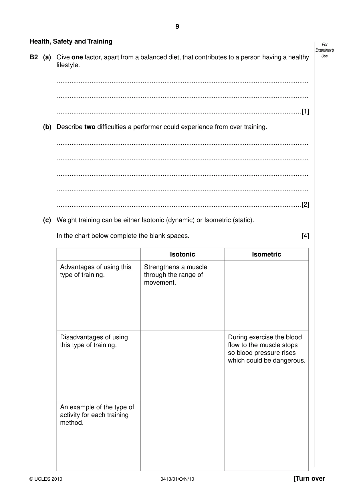 Cambridge IGCSE Physical Education 0413 2010 Oct/Nov Paper 1 · Variant 1 question paper, page 9 of 16