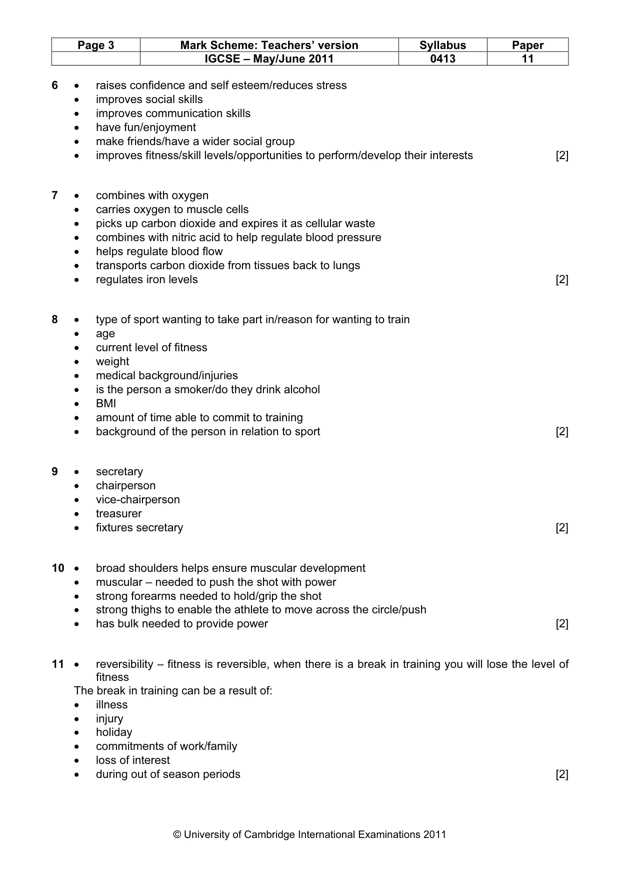 Mark scheme, page 3 of 11