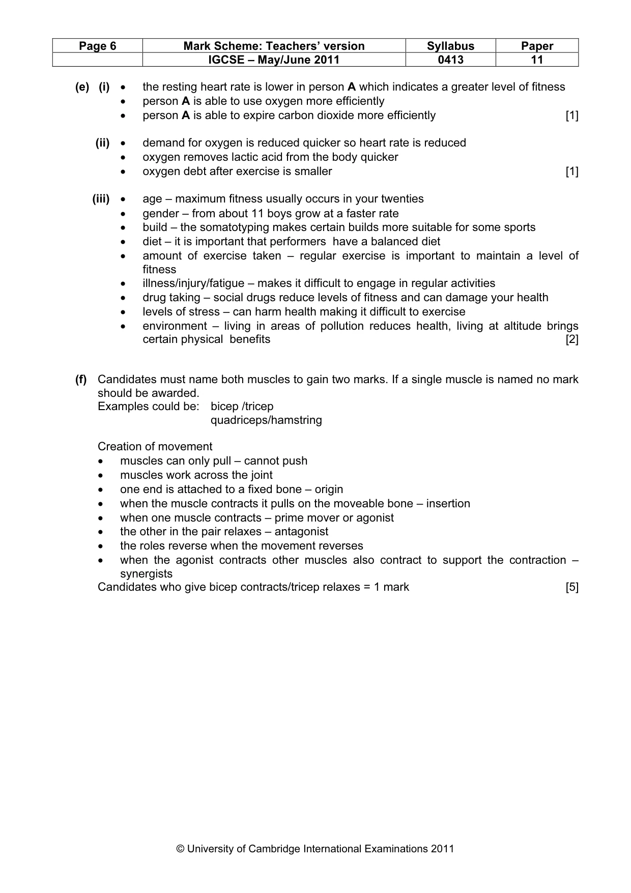 Mark scheme, page 6 of 11