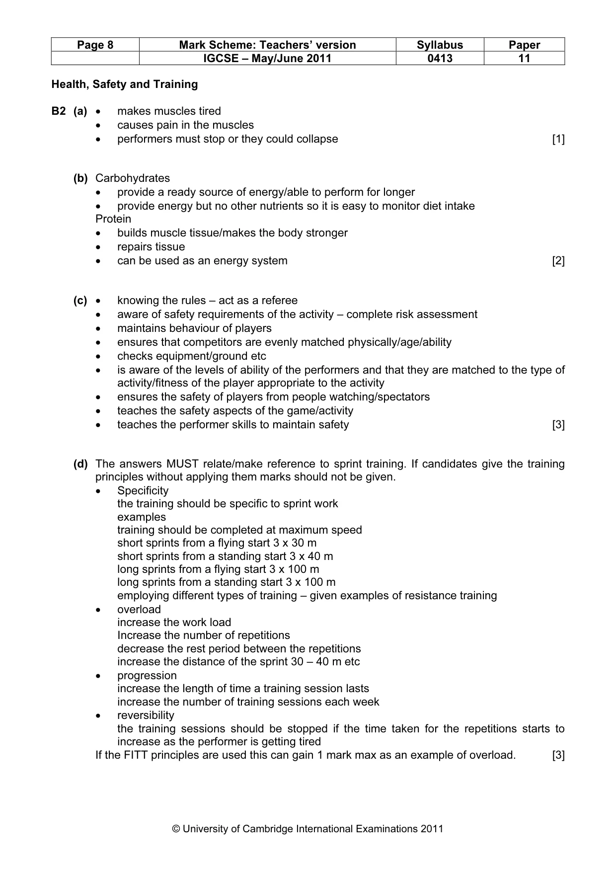 Mark scheme, page 8 of 11