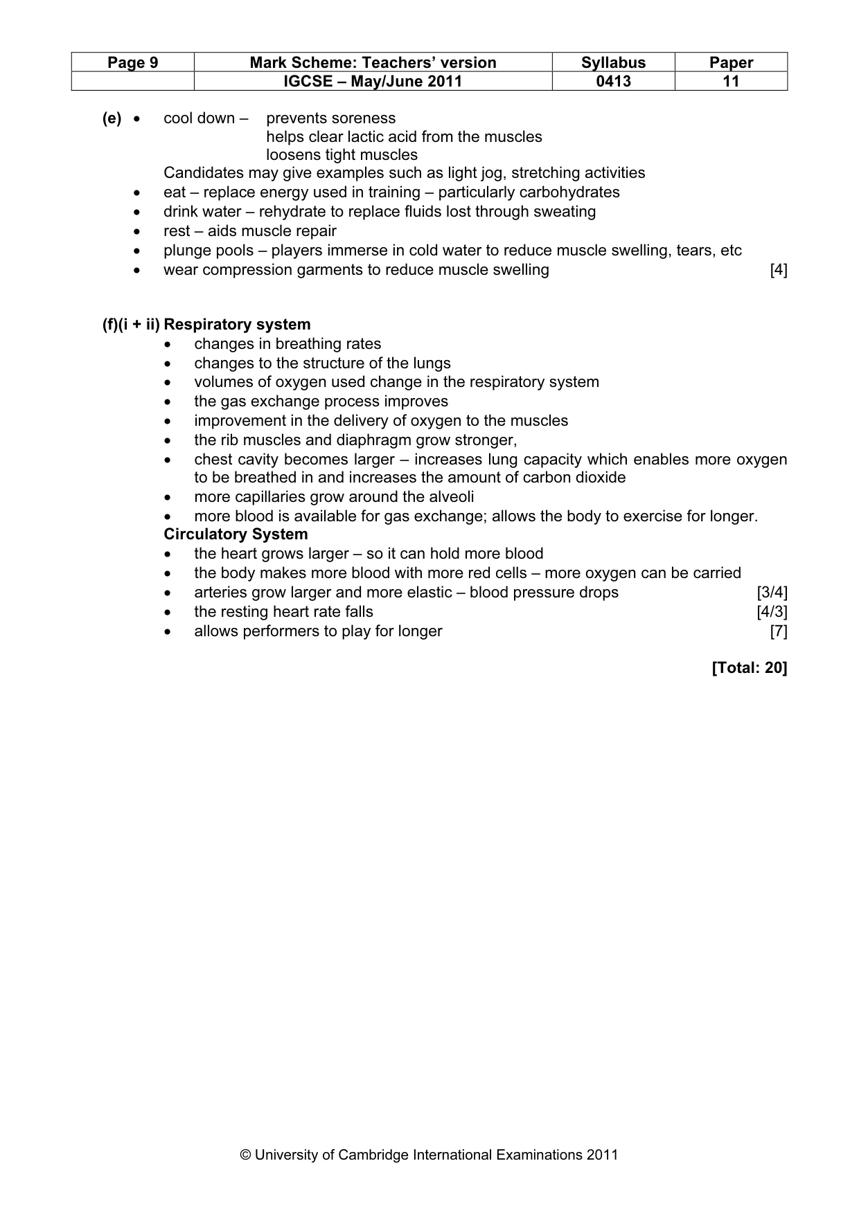Mark scheme, page 9 of 11