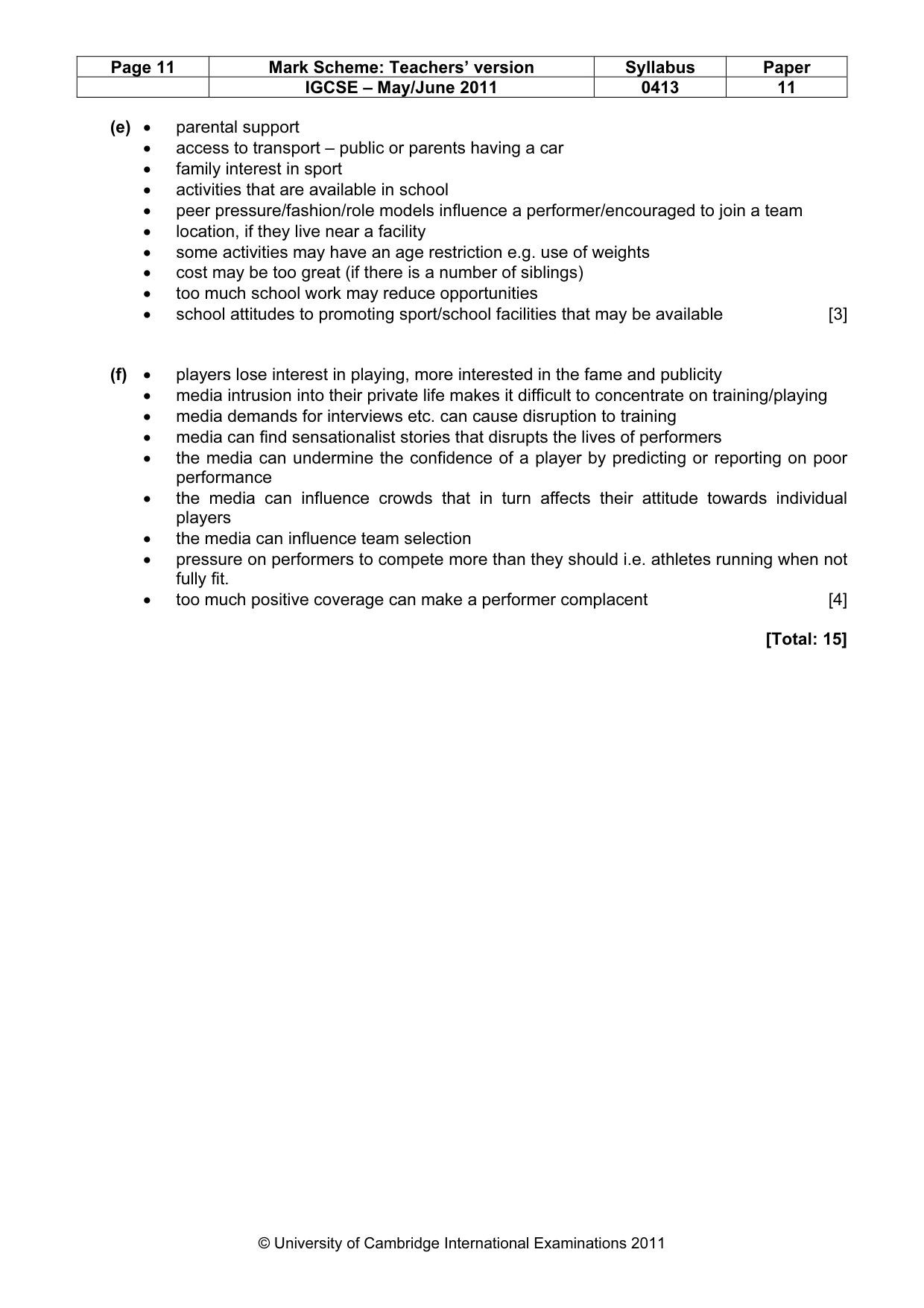 Mark scheme, page 11 of 11