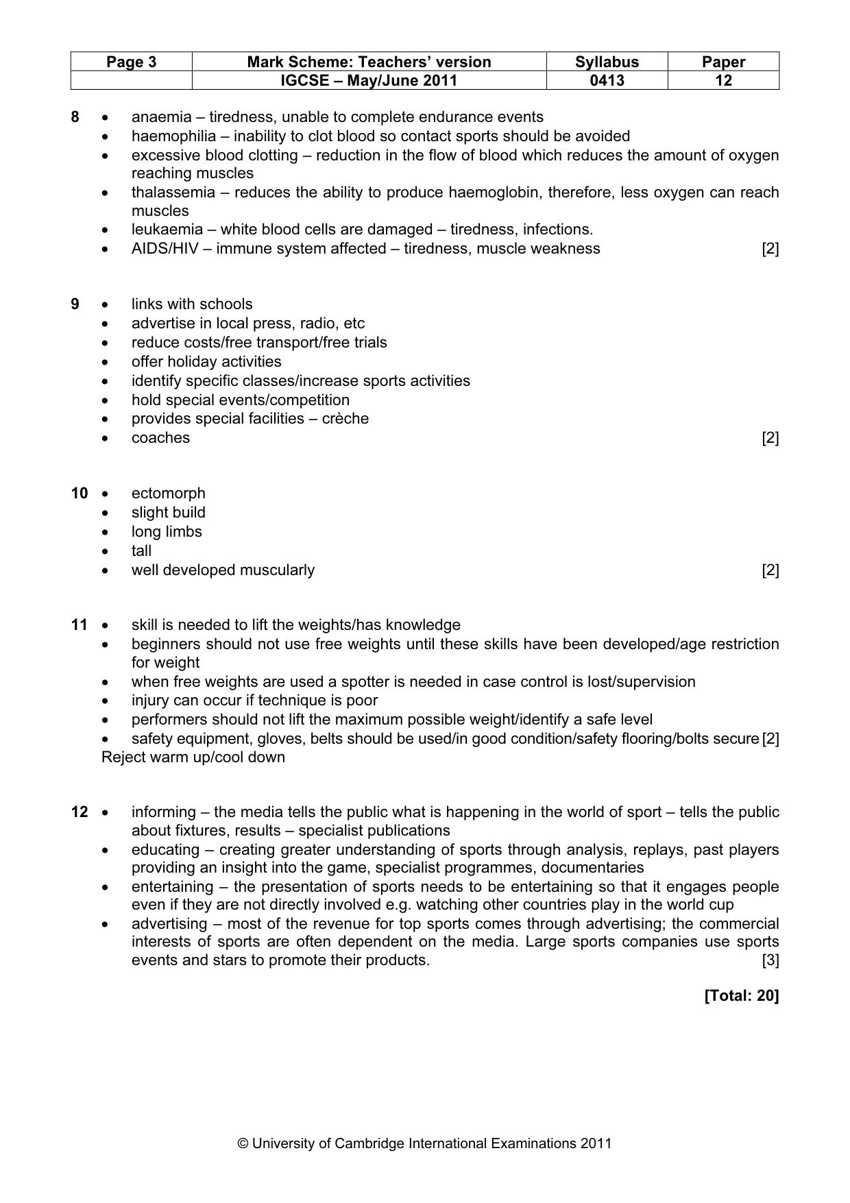 Mark scheme, page 3 of 9