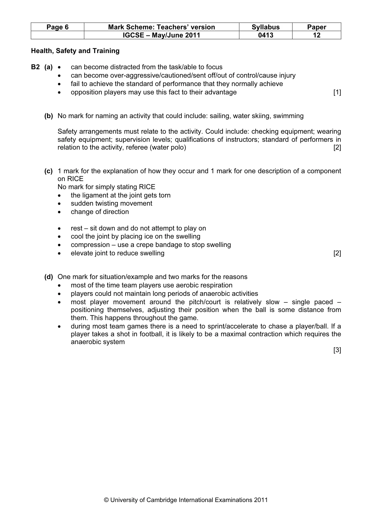 Mark scheme, page 6 of 9