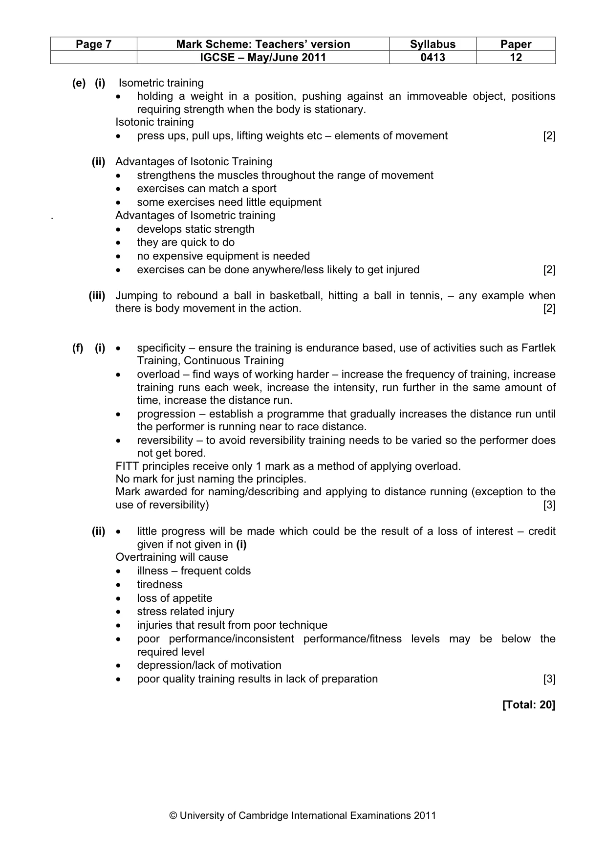 Mark scheme, page 7 of 9