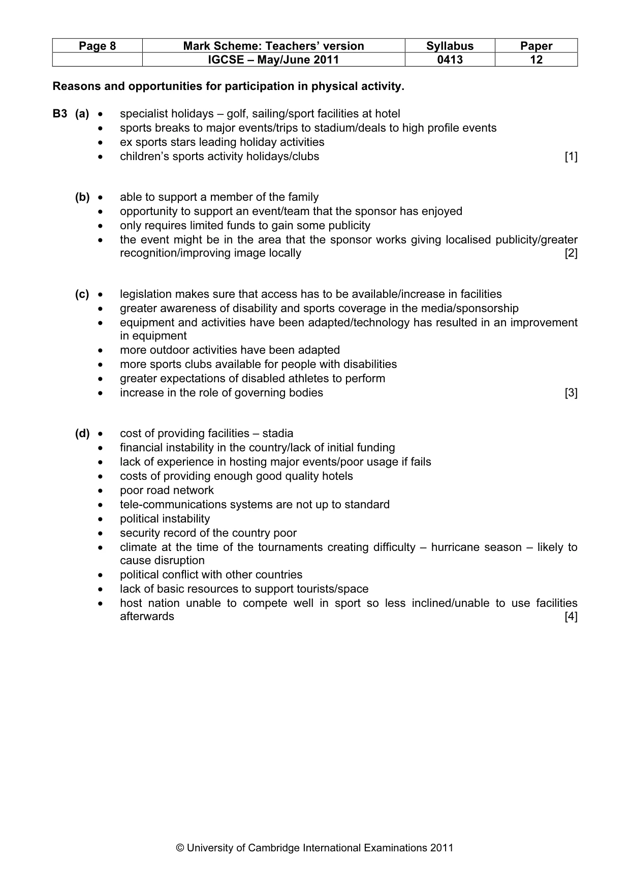 Mark scheme, page 8 of 9