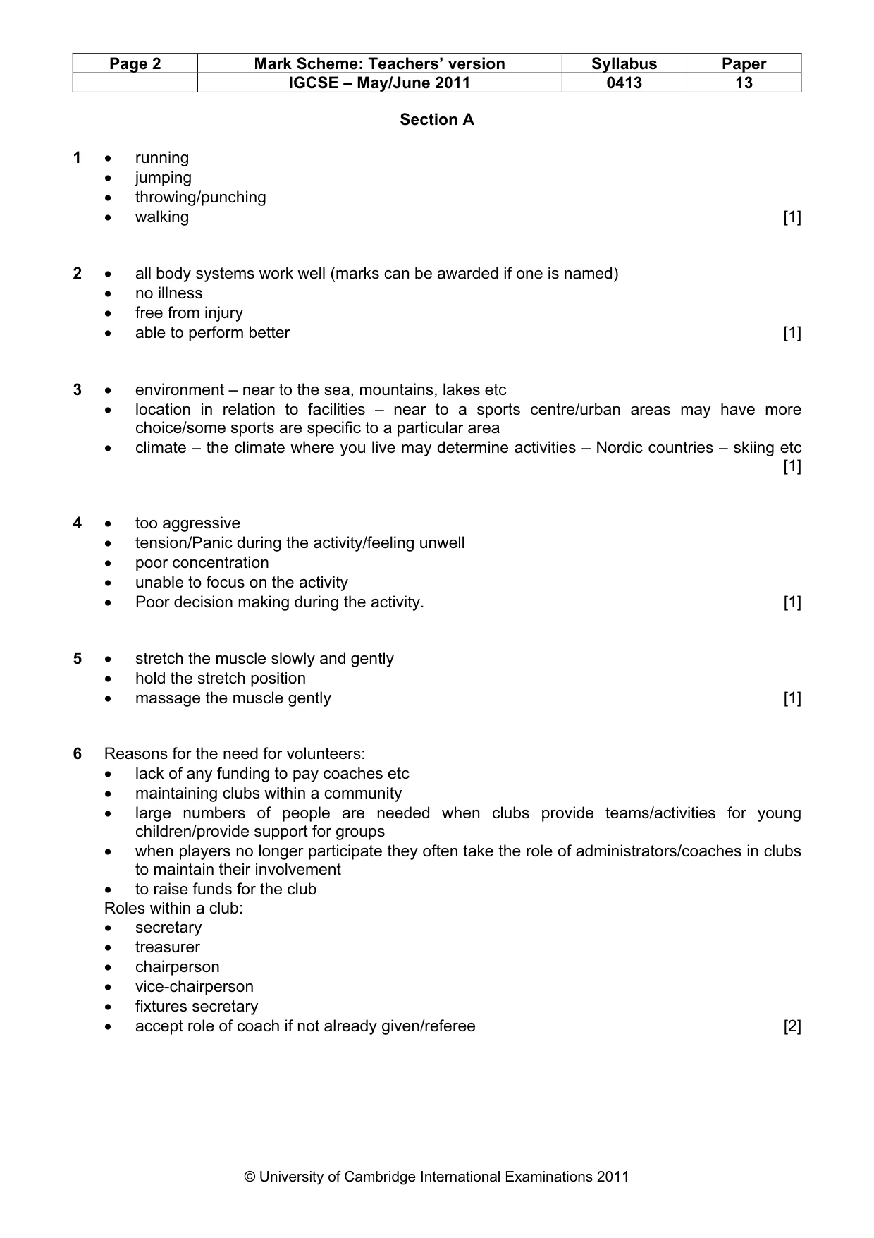 Mark scheme, page 2 of 11
