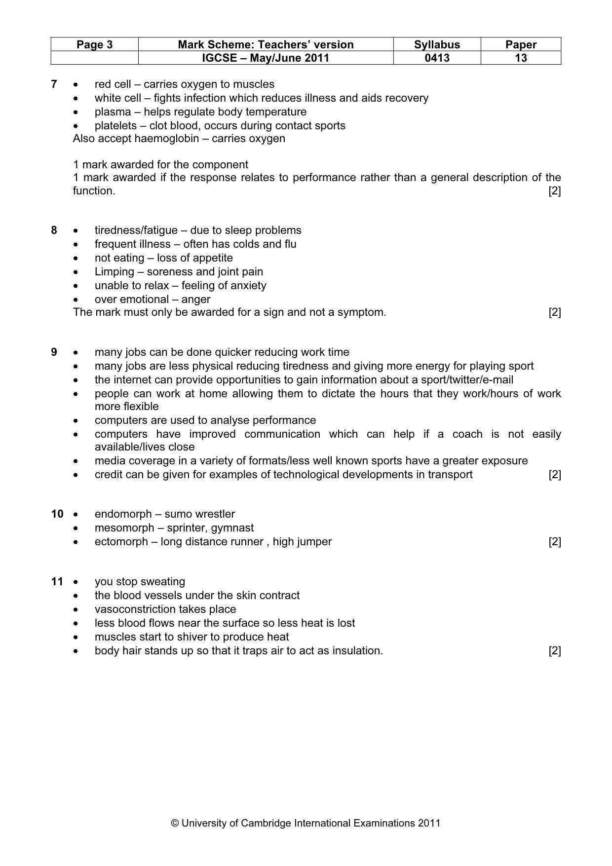Mark scheme, page 3 of 11