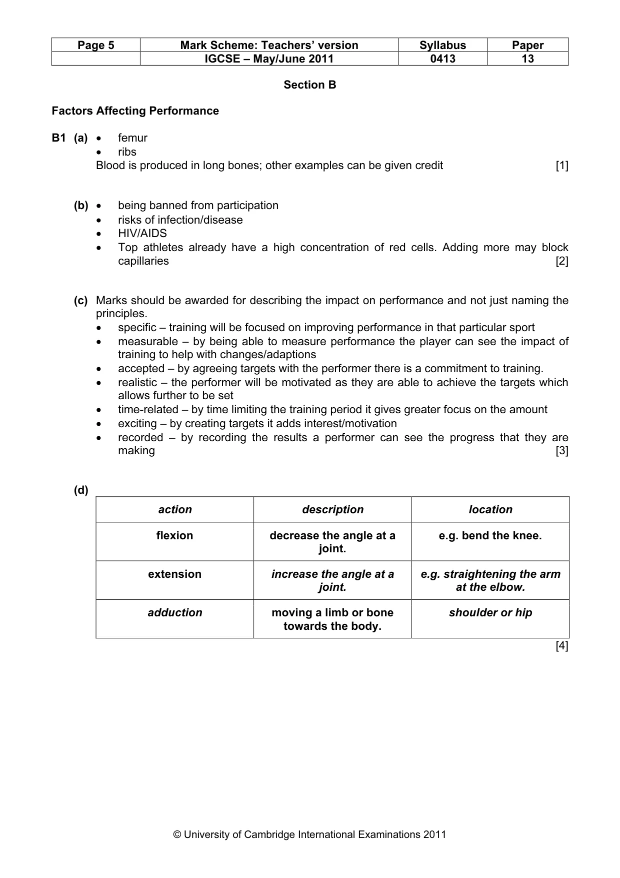 Mark scheme, page 5 of 11