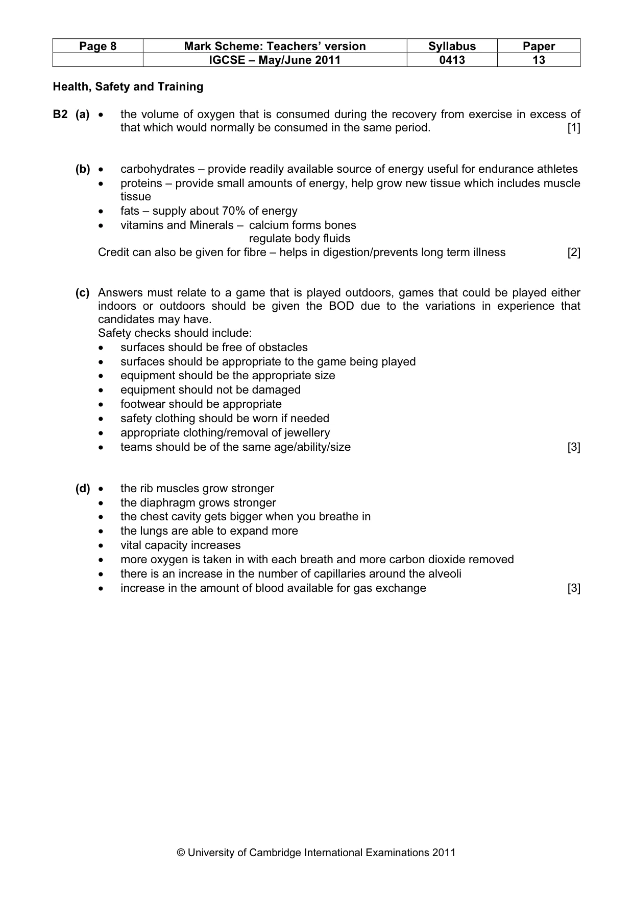 Mark scheme, page 8 of 11