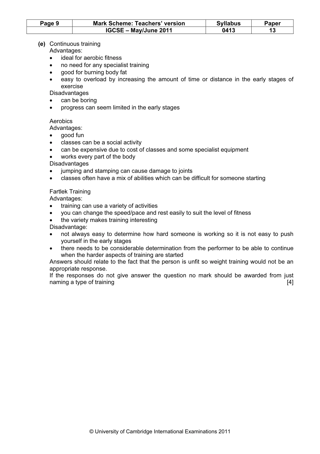 Mark scheme, page 9 of 11