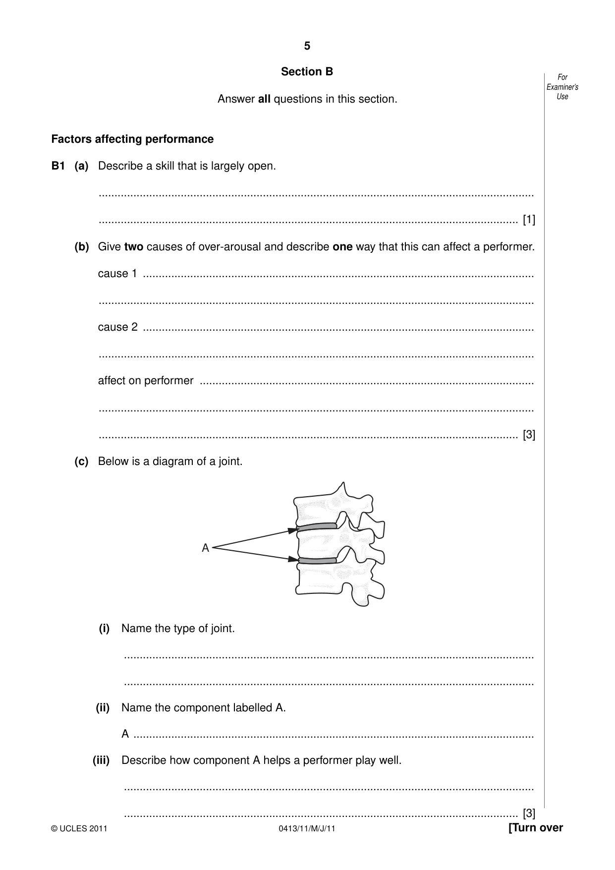Cambridge IGCSE Physical Education 0413 2011 May/June Paper 1 · Variant 1 question paper, page 5 of 12