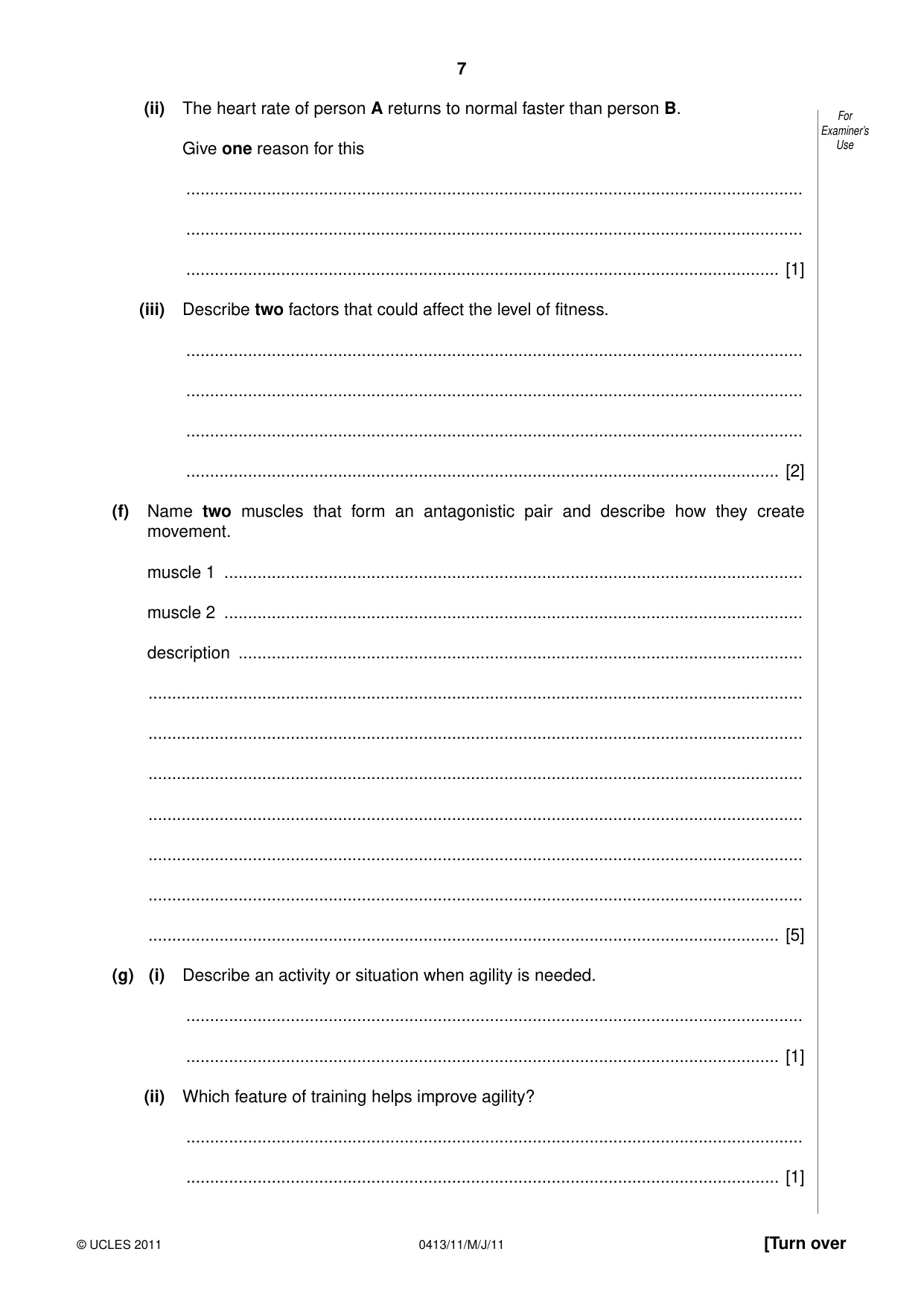 Cambridge IGCSE Physical Education 0413 2011 May/June Paper 1 · Variant 1 question paper, page 7 of 12