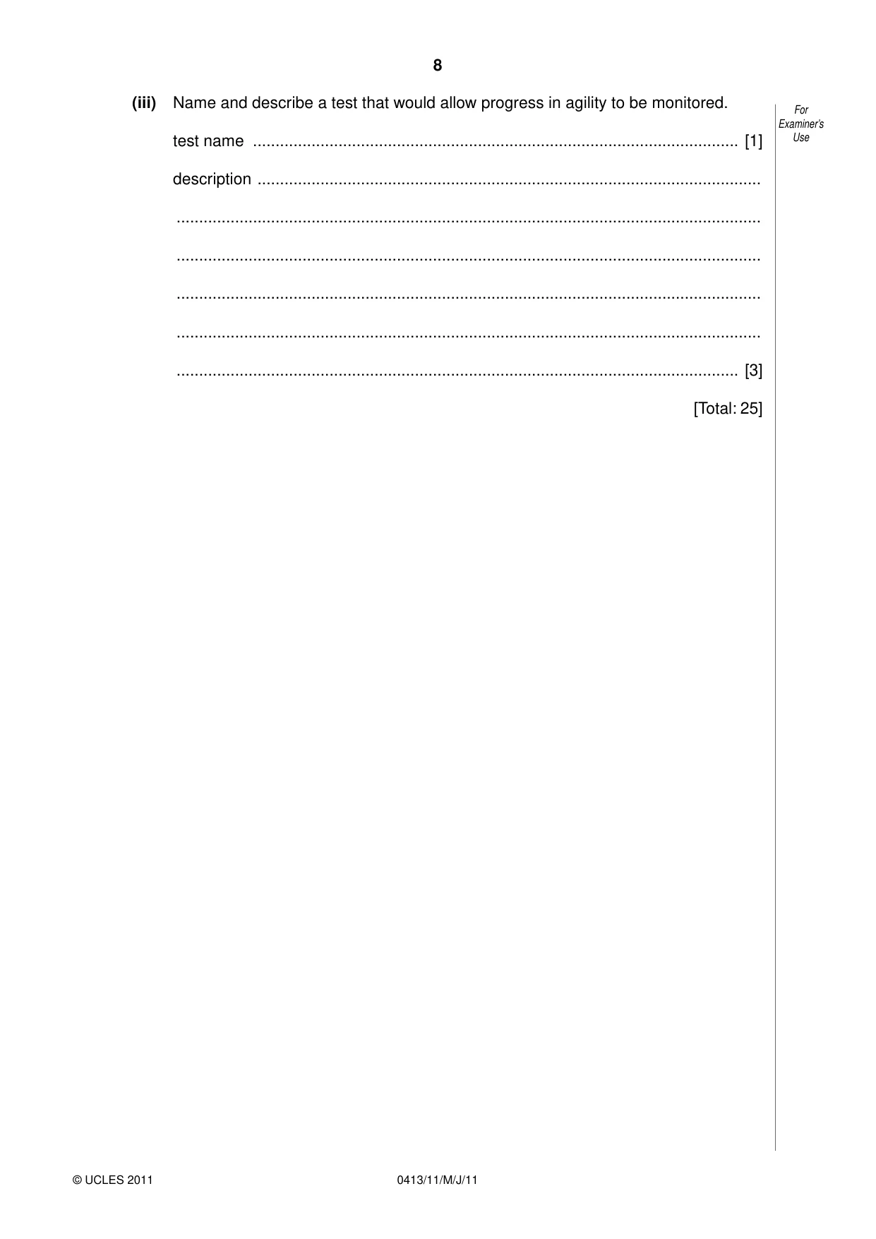 Cambridge IGCSE Physical Education 0413 2011 May/June Paper 1 · Variant 1 question paper, page 8 of 12