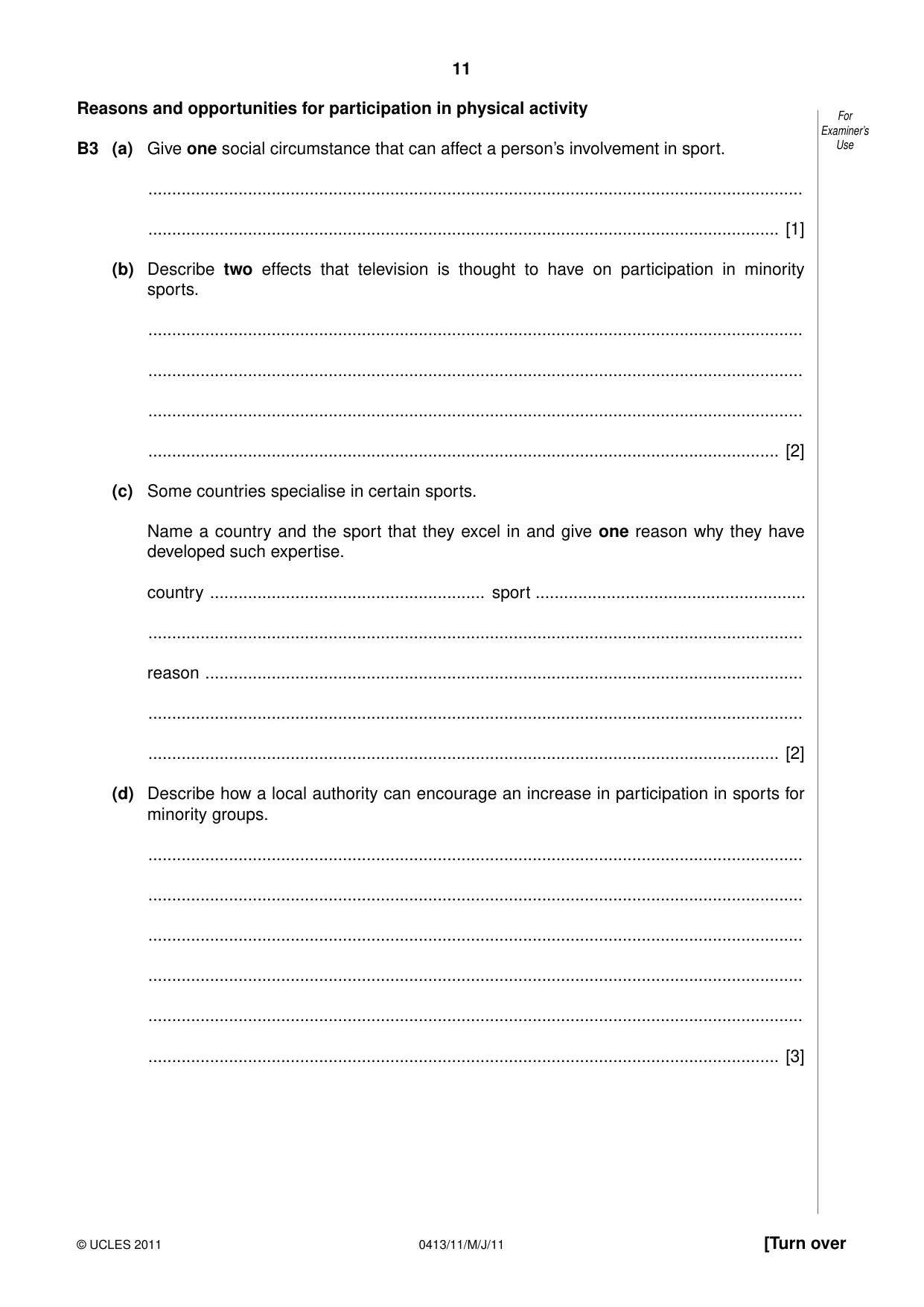 Cambridge IGCSE Physical Education 0413 2011 May/June Paper 1 · Variant 1 question paper, page 11 of 12