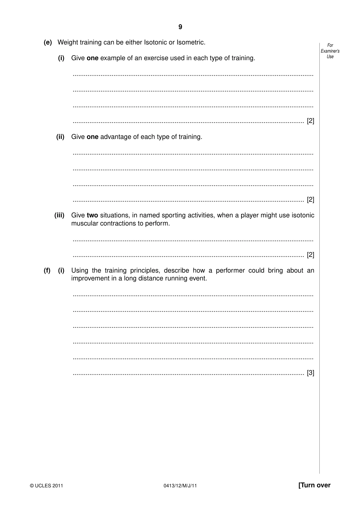 Cambridge IGCSE Physical Education 0413 2011 May/June Paper 1 · Variant 2 question paper, page 9 of 12