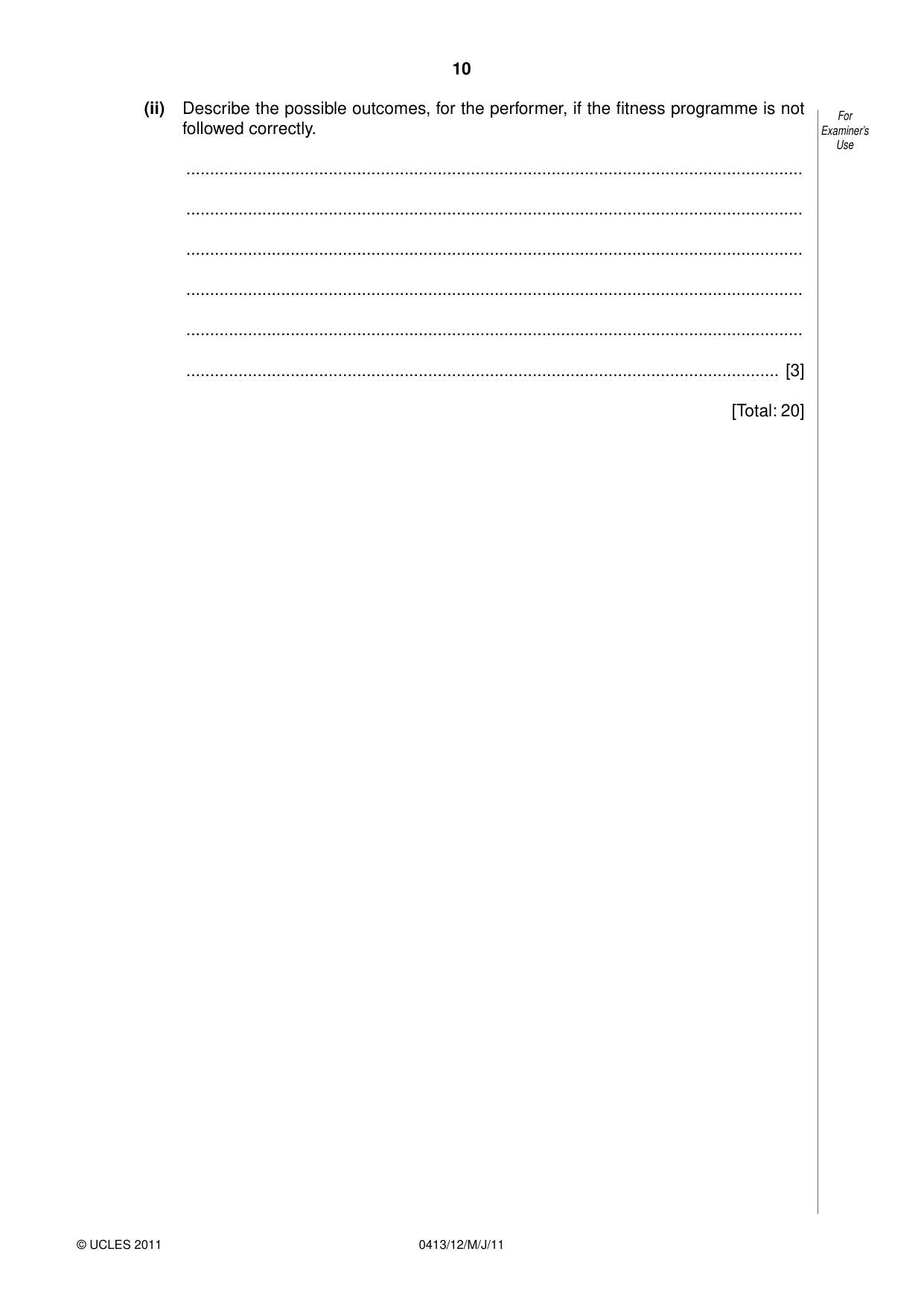 Cambridge IGCSE Physical Education 0413 2011 May/June Paper 1 · Variant 2 question paper, page 10 of 12