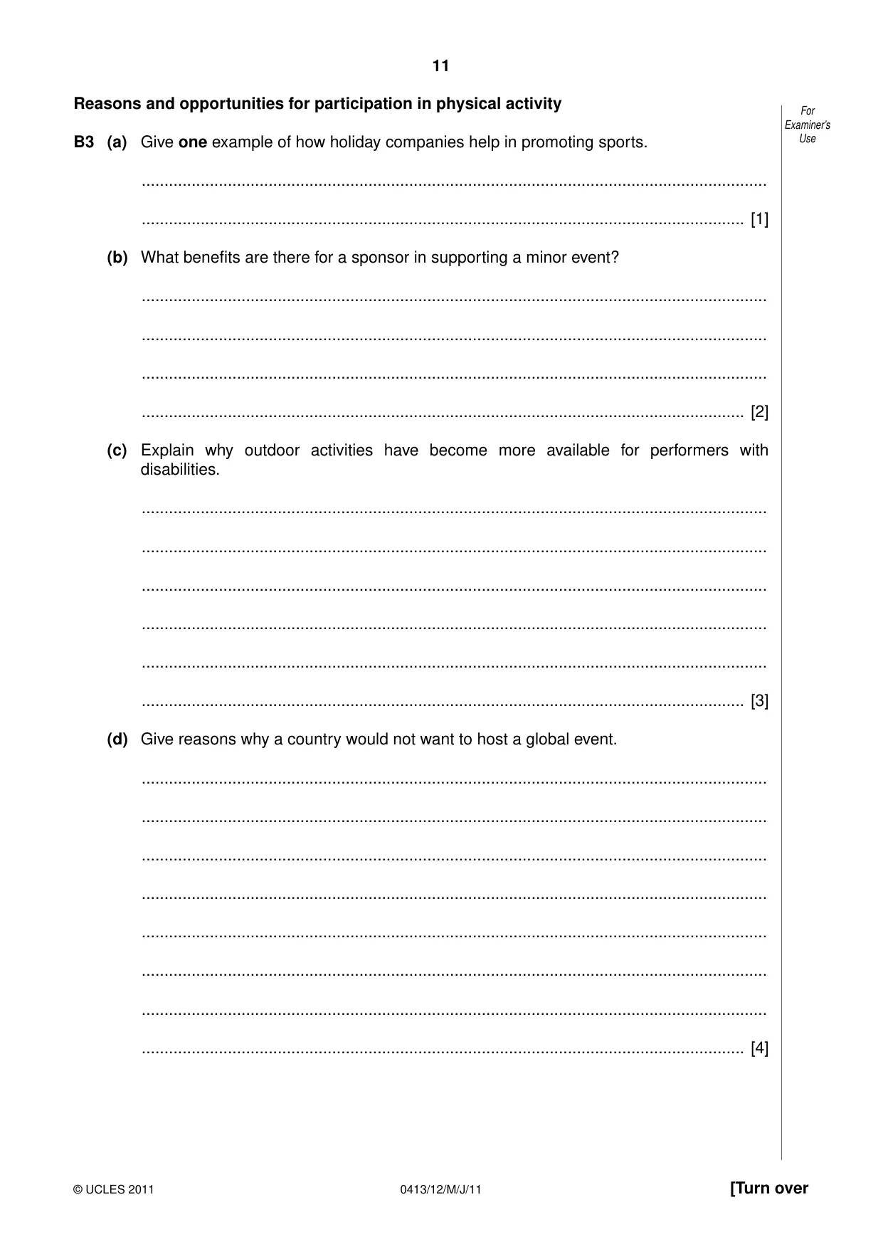 Cambridge IGCSE Physical Education 0413 2011 May/June Paper 1 · Variant 2 question paper, page 11 of 12