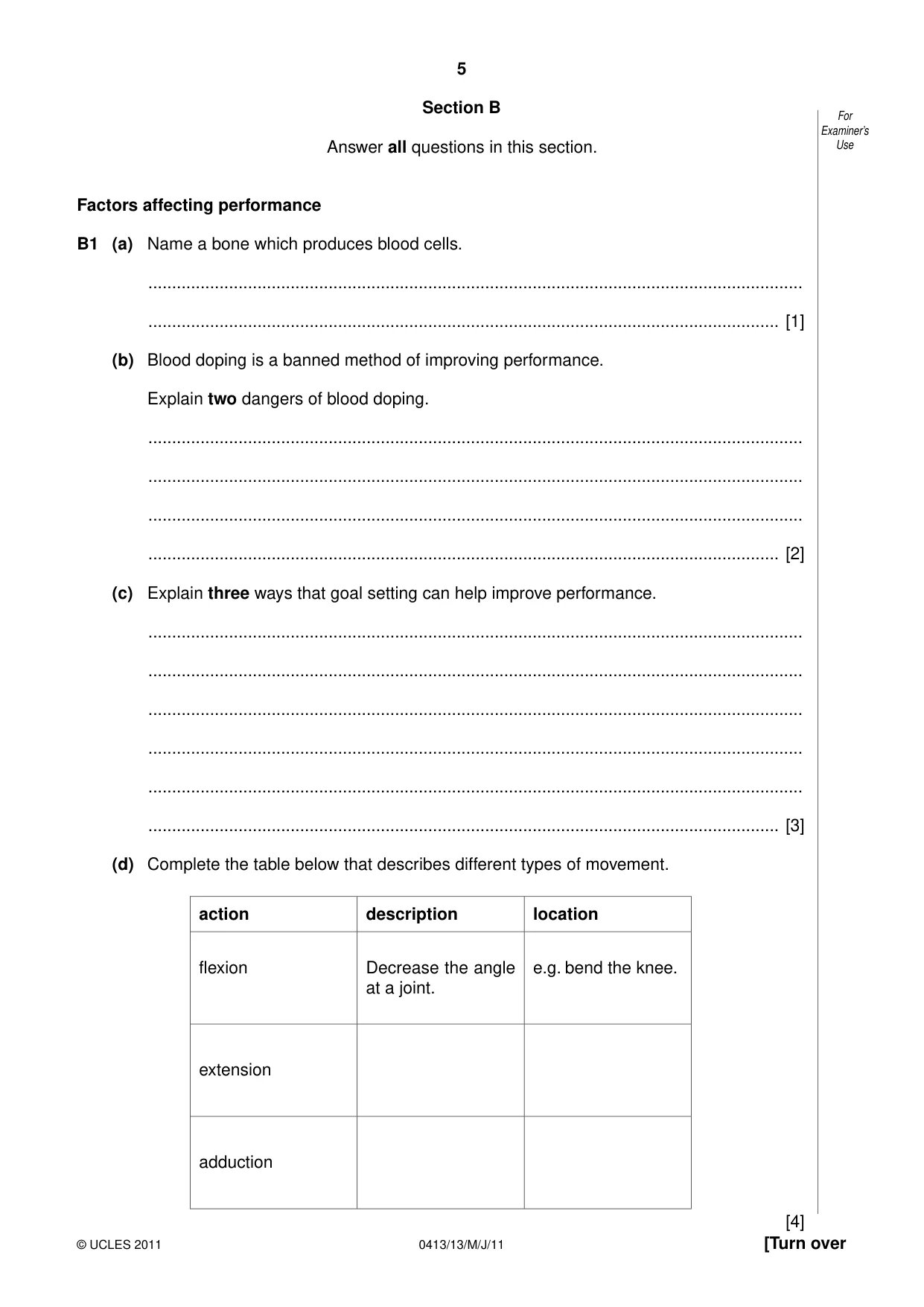 Cambridge IGCSE Physical Education 0413 2011 May/June Paper 1 · Variant 3 question paper, page 5 of 12