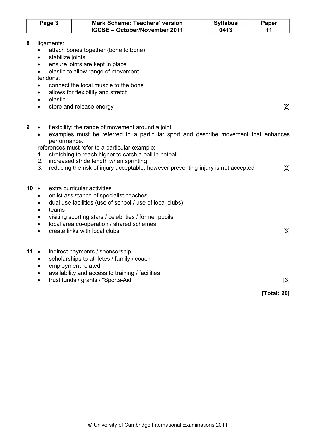 Mark scheme, page 3 of 9