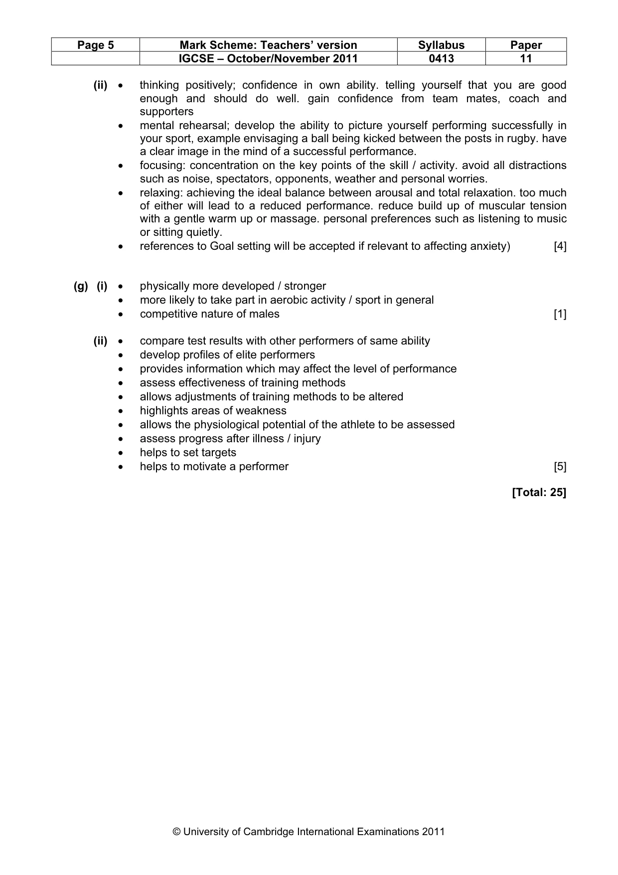 Mark scheme, page 5 of 9