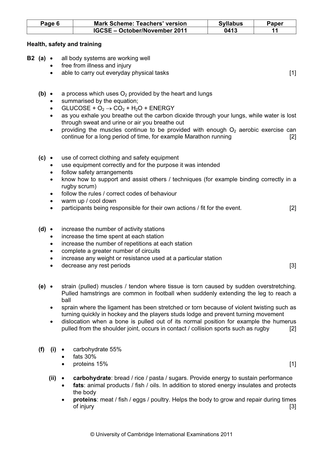 Mark scheme, page 6 of 9