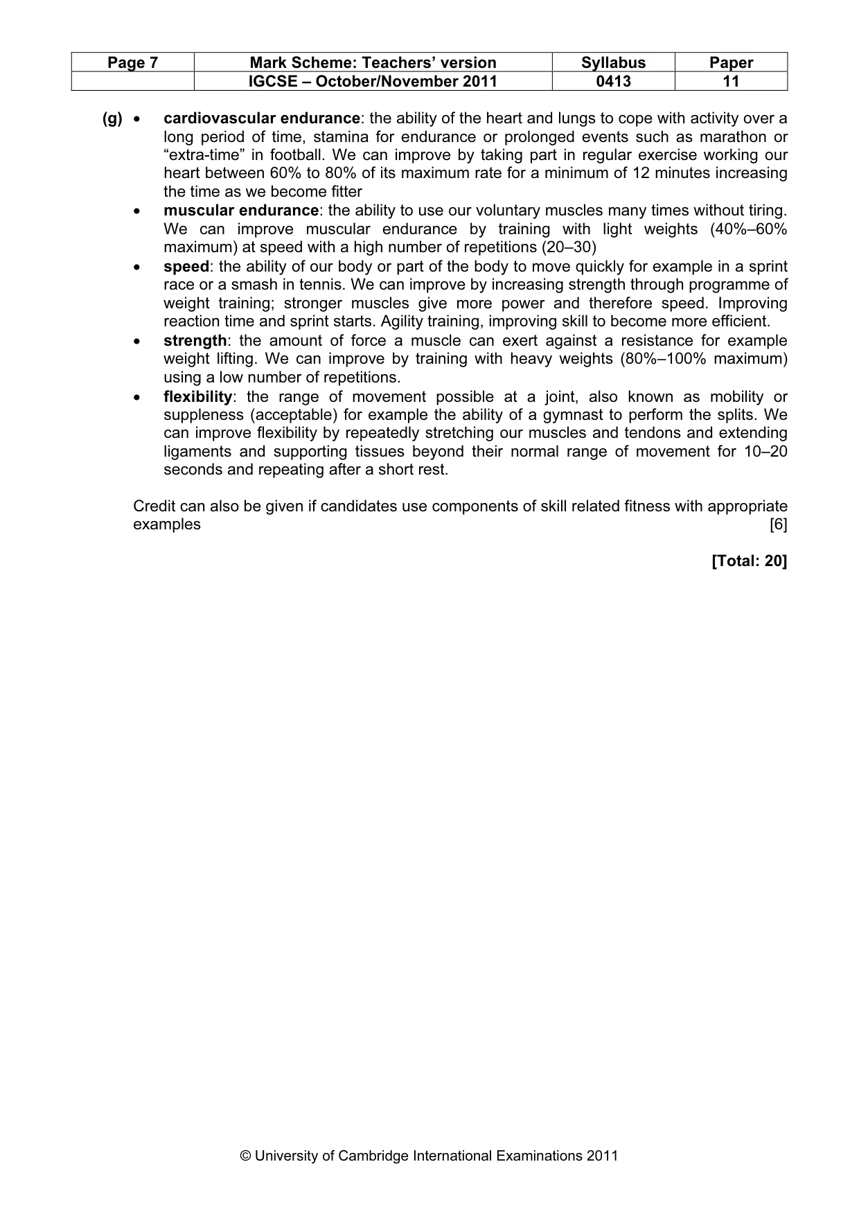 Mark scheme, page 7 of 9