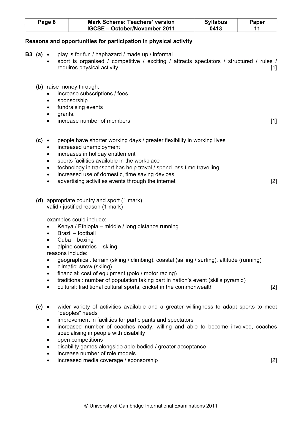 Mark scheme, page 8 of 9