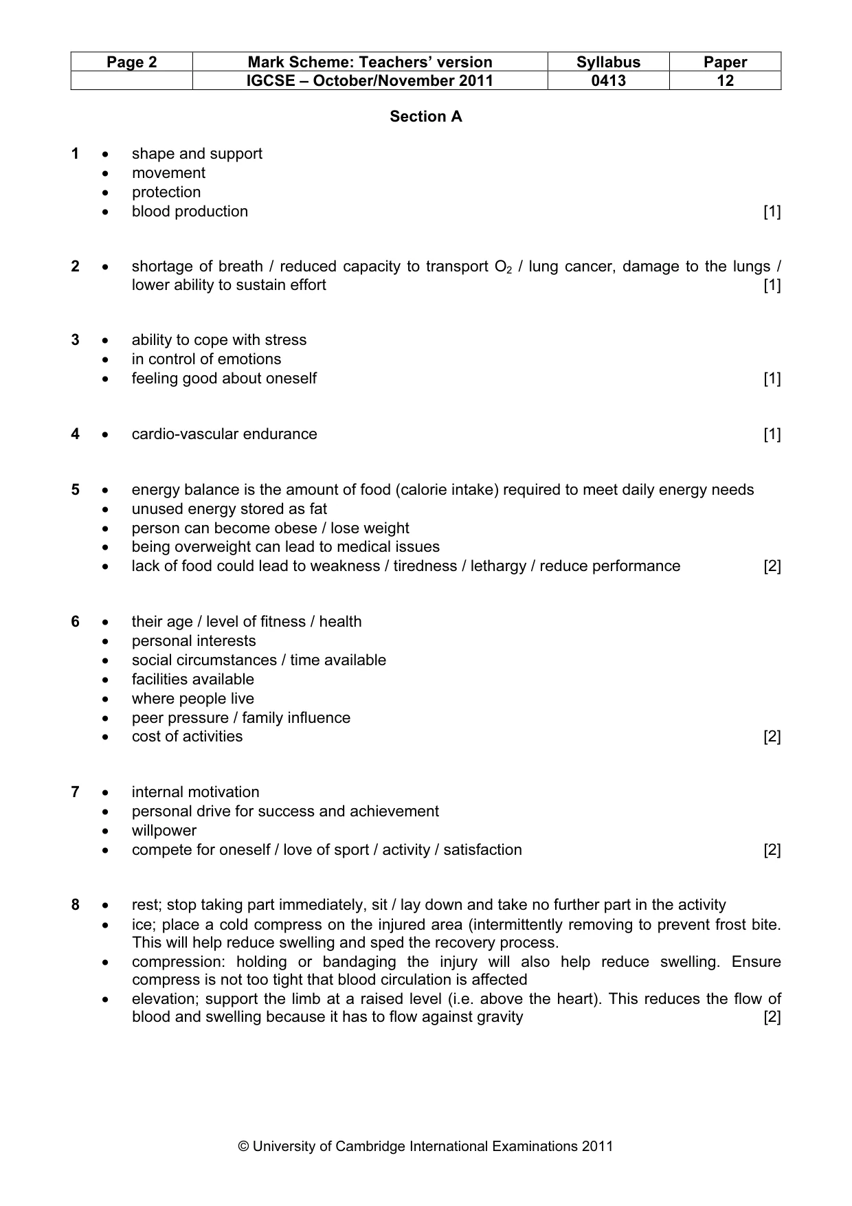 Mark scheme, page 2 of 9