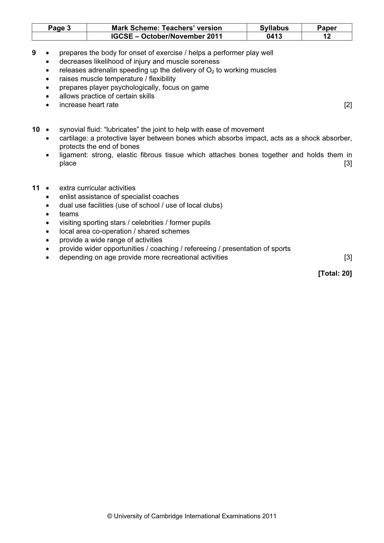 Mark scheme, page 3 of 9