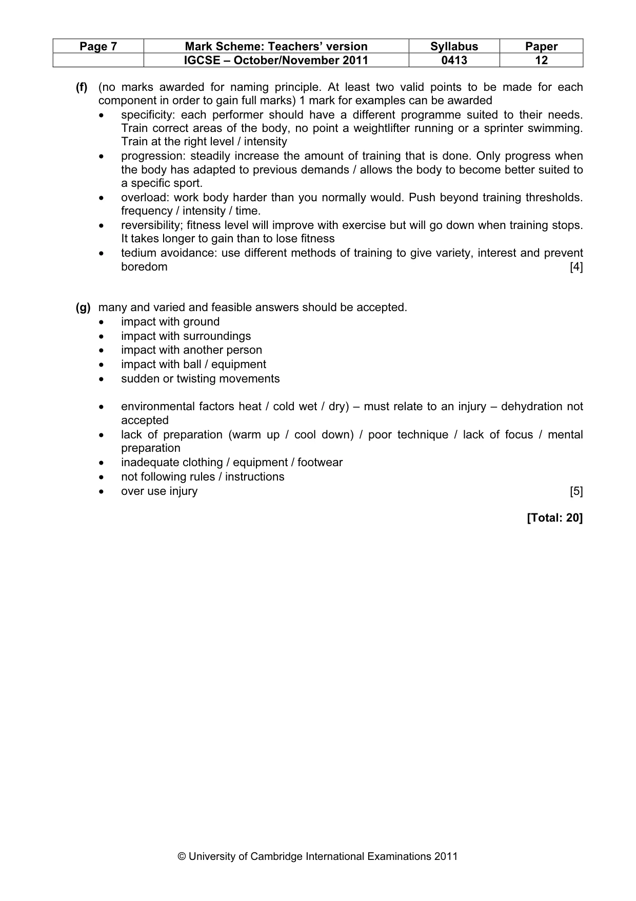 Mark scheme, page 7 of 9