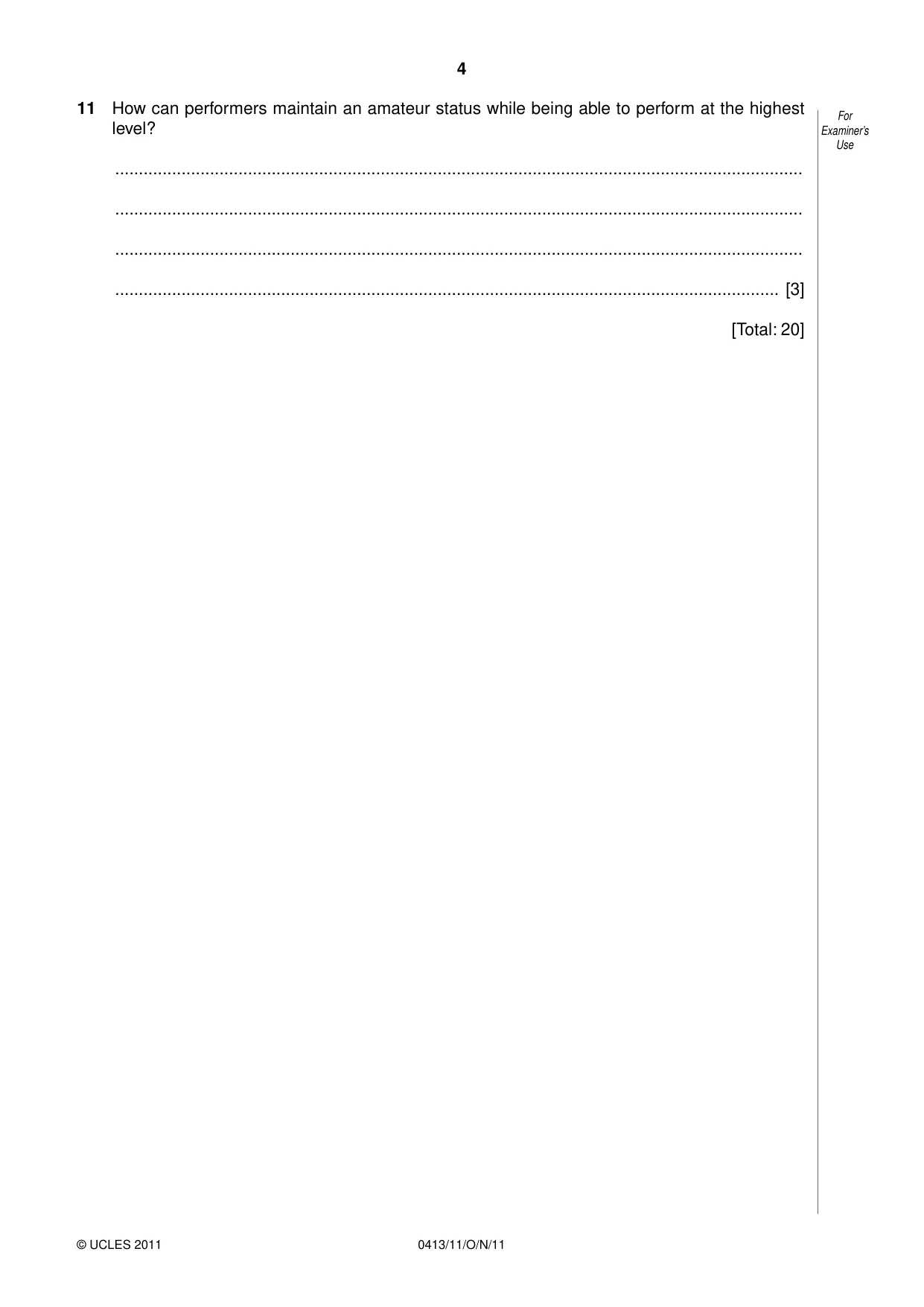 Cambridge IGCSE Physical Education 0413 2011 Oct/Nov Paper 1 · Variant 1 question paper, page 4 of 12