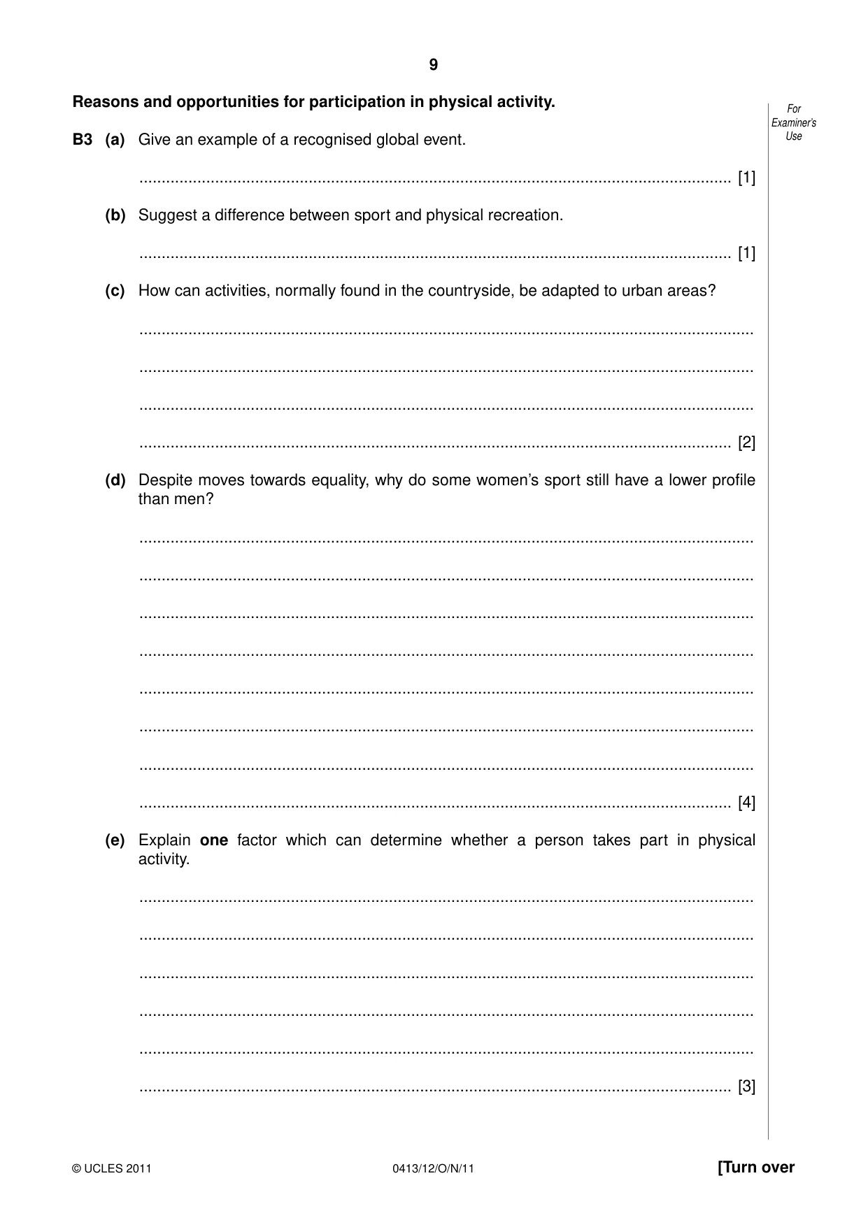 Cambridge IGCSE Physical Education 0413 2011 Oct/Nov Paper 1 · Variant 2 question paper, page 9 of 12