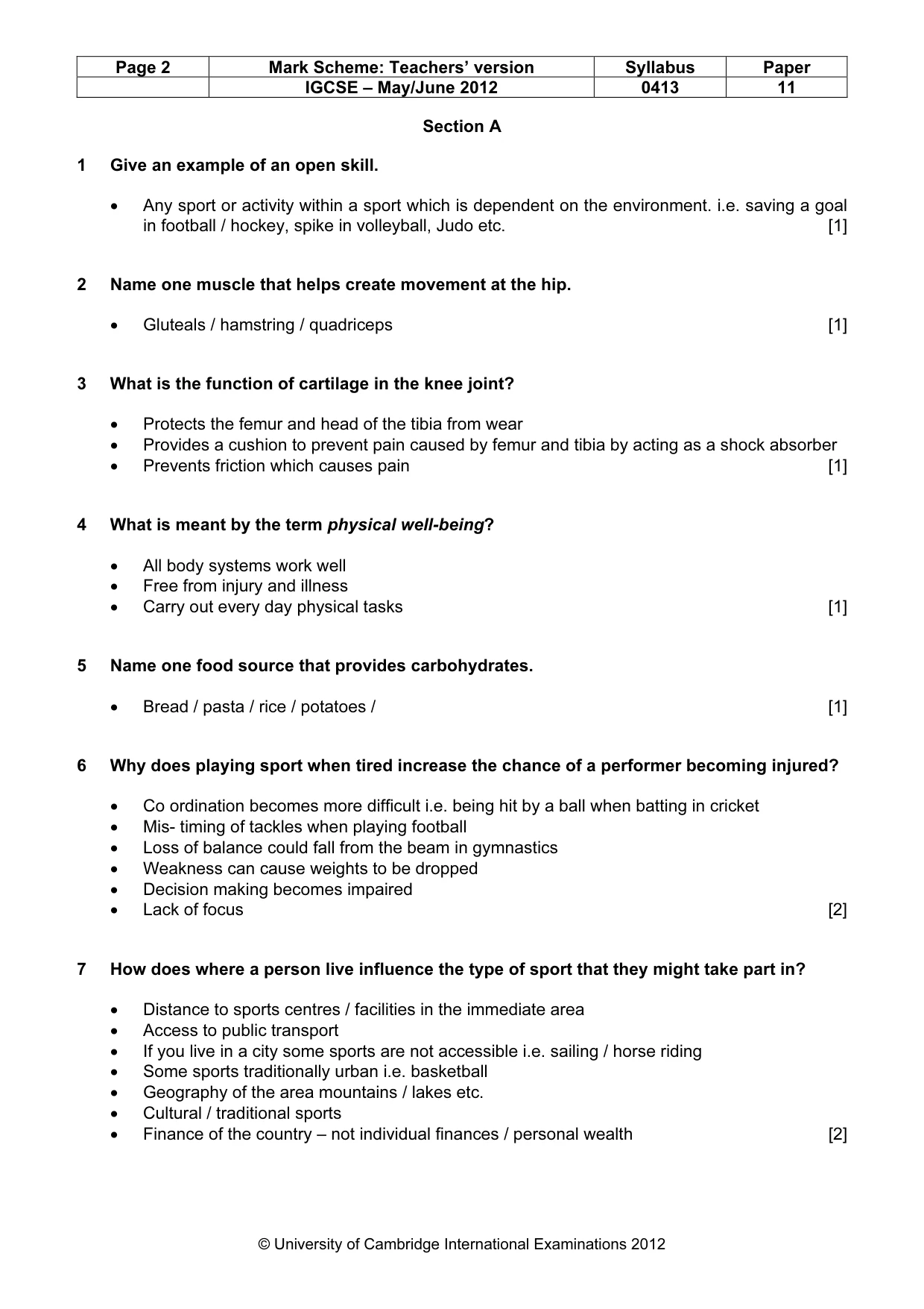 Mark scheme, page 2 of 11
