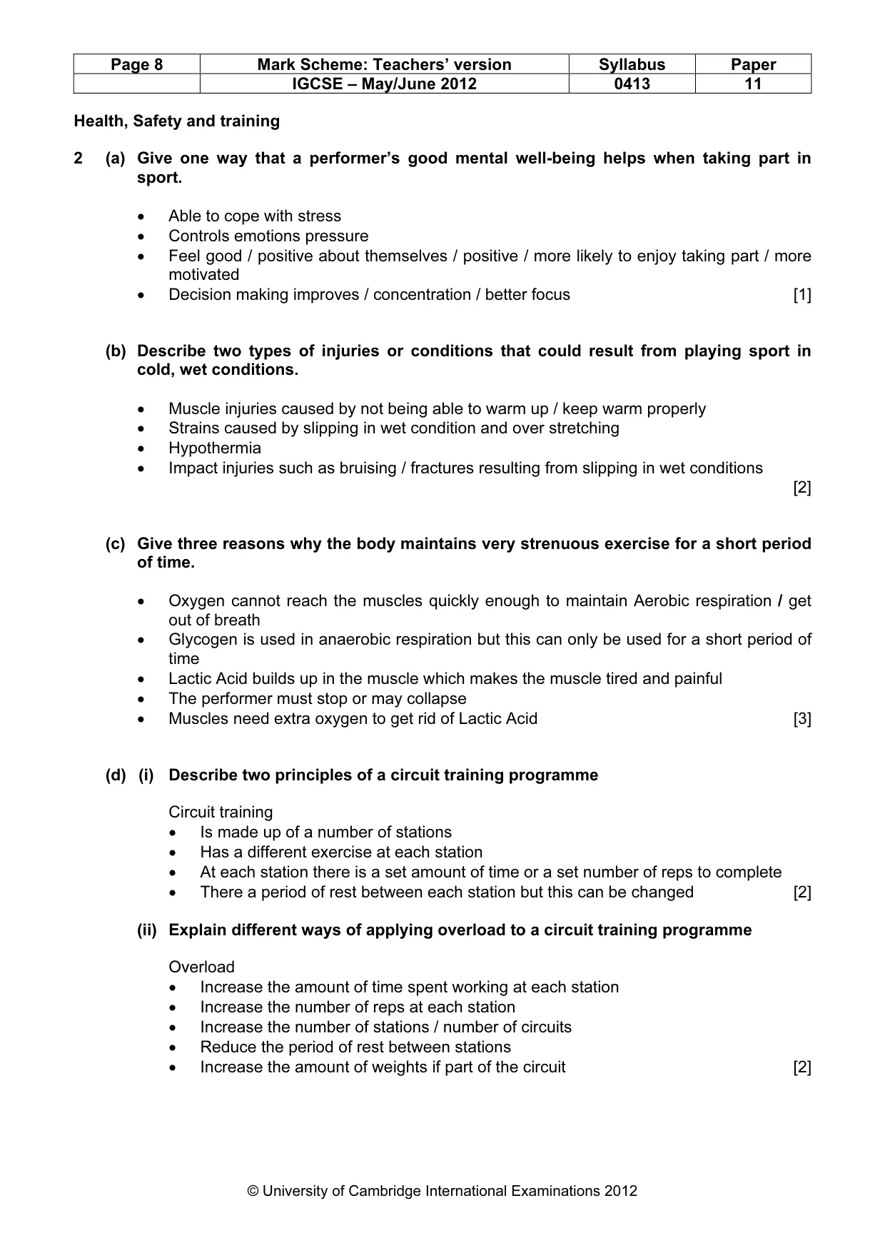 Mark scheme, page 8 of 11