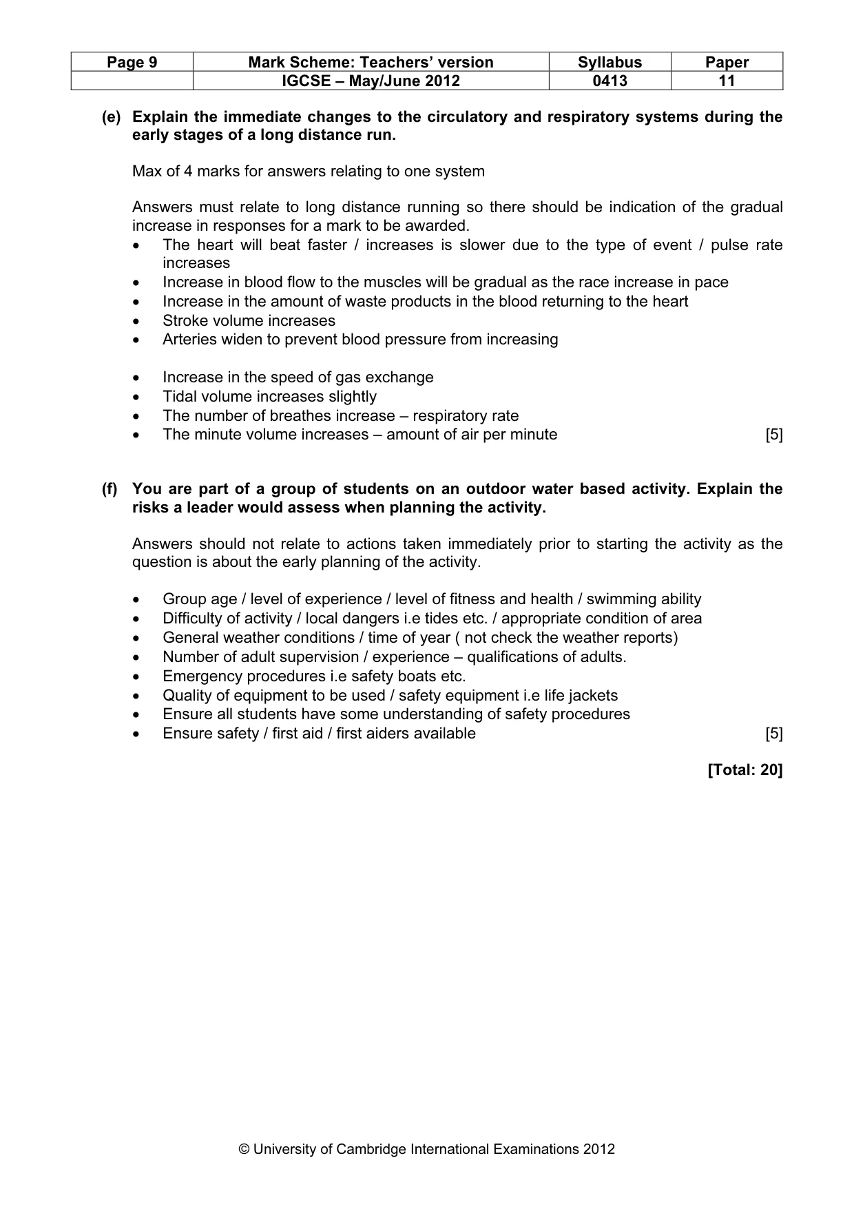 Mark scheme, page 9 of 11