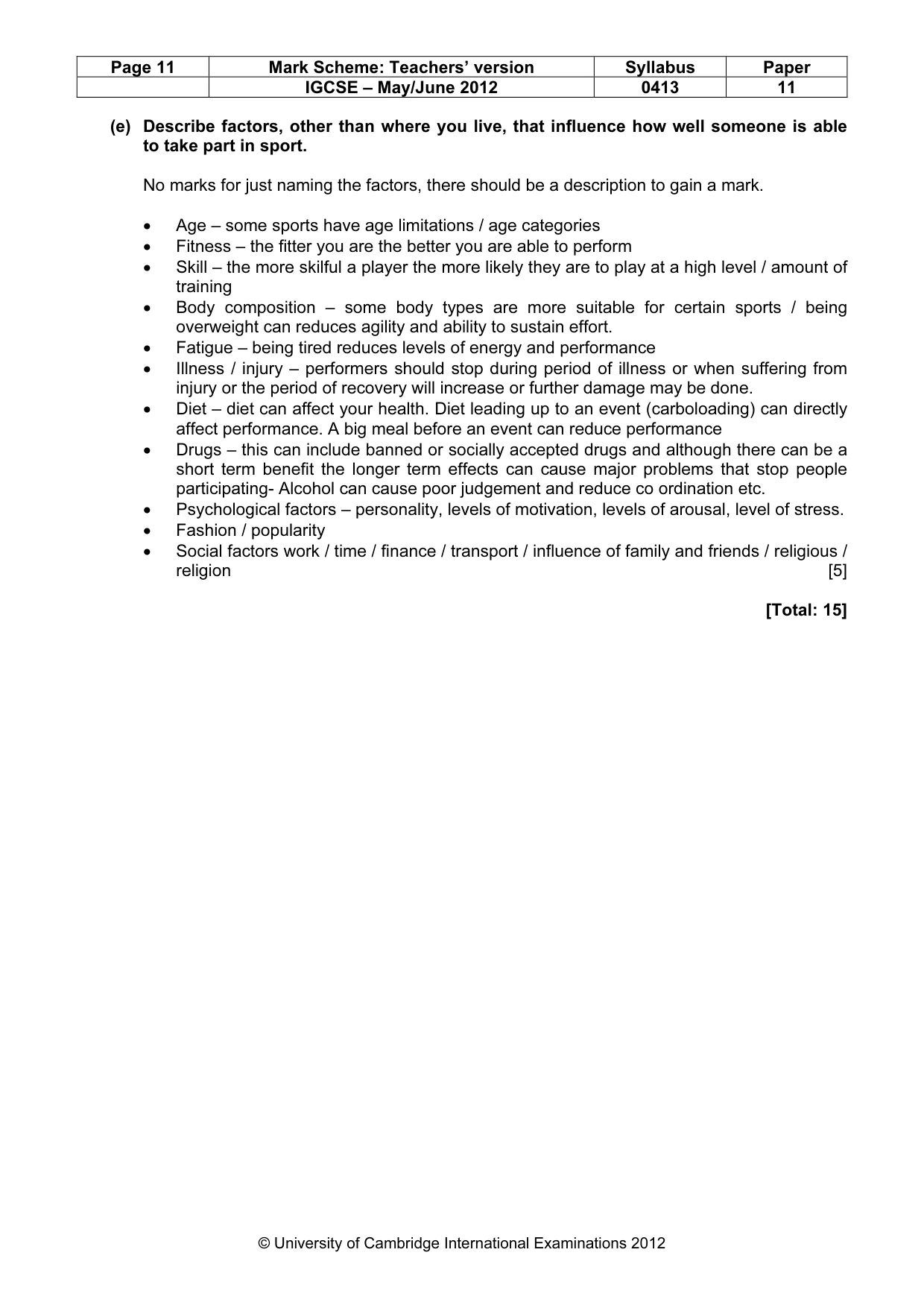 Mark scheme, page 11 of 11