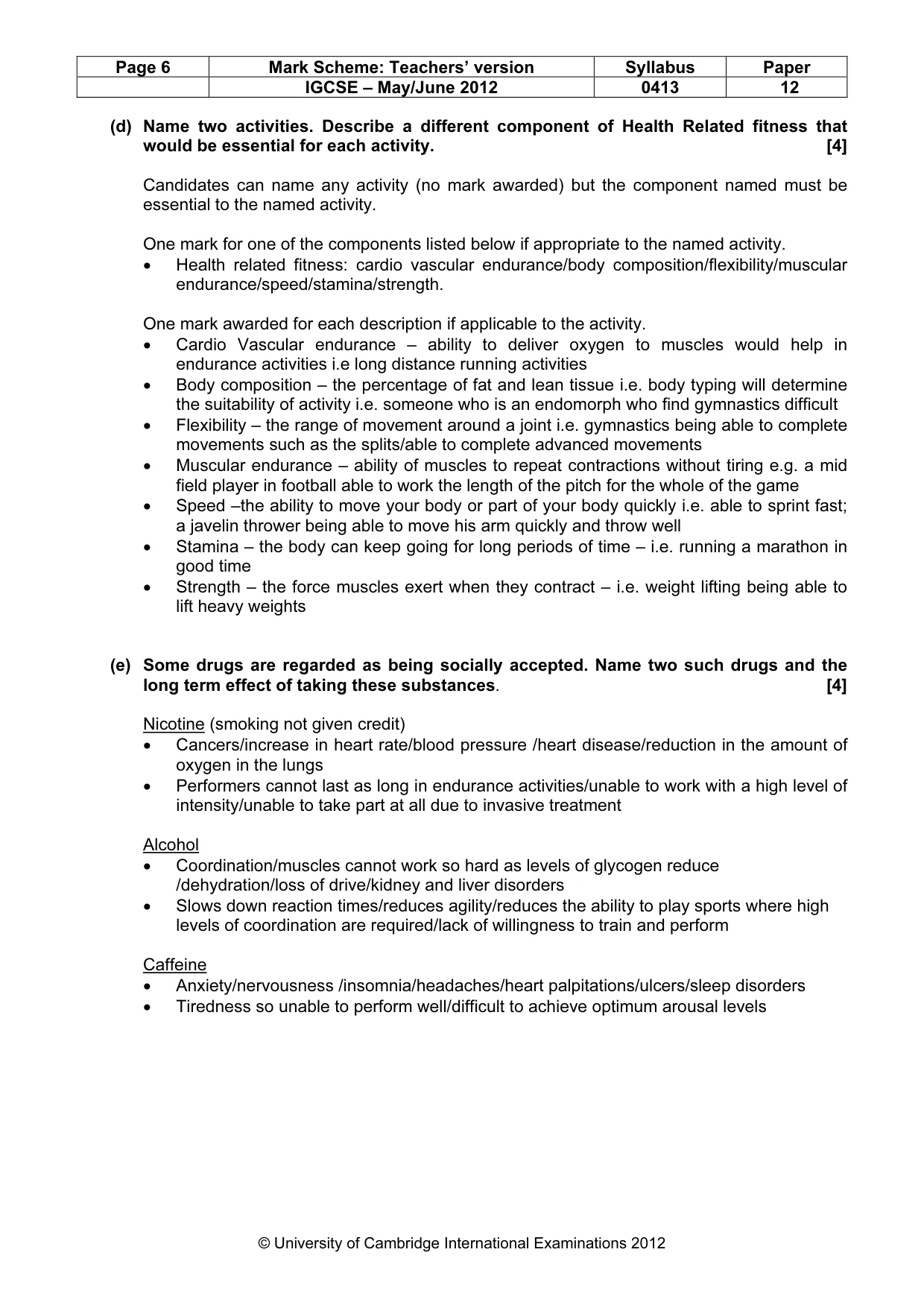 Mark scheme, page 6 of 12